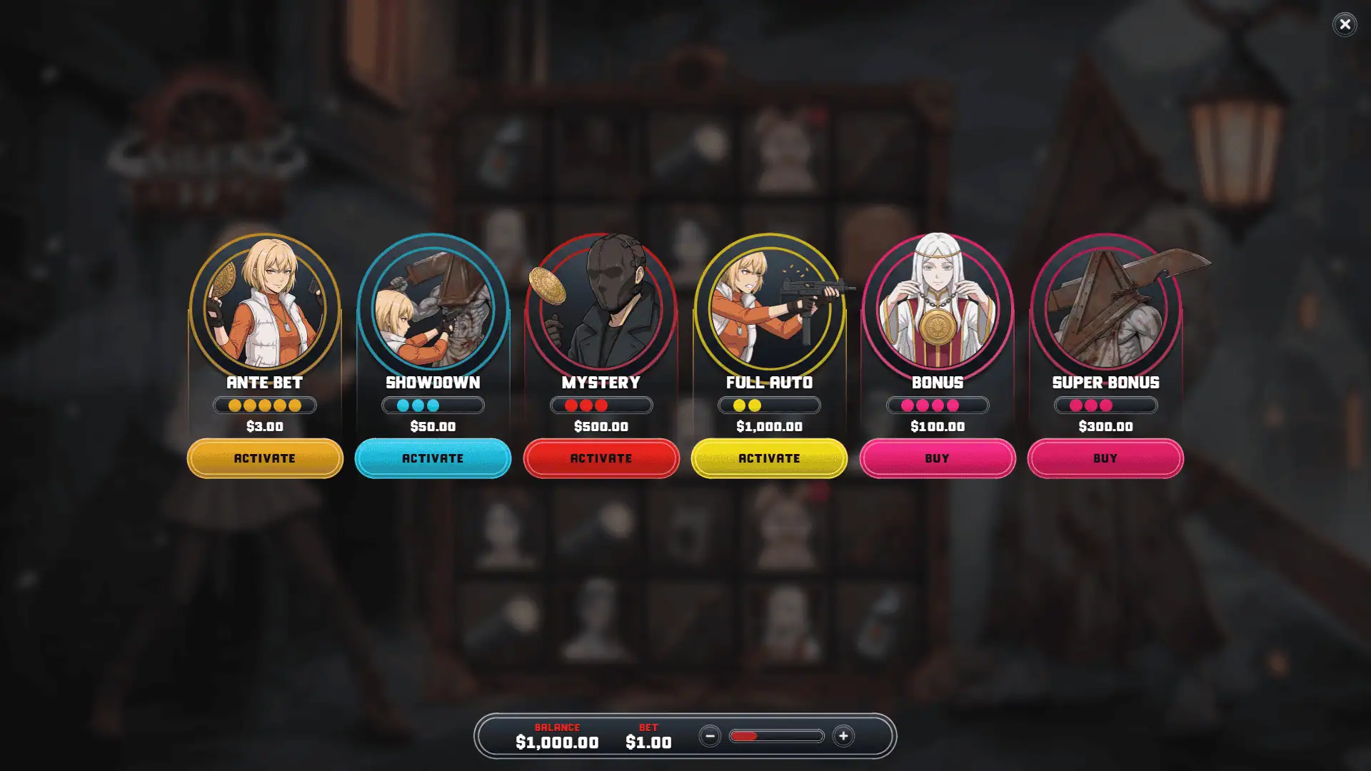 Silent Village bonus buy menu