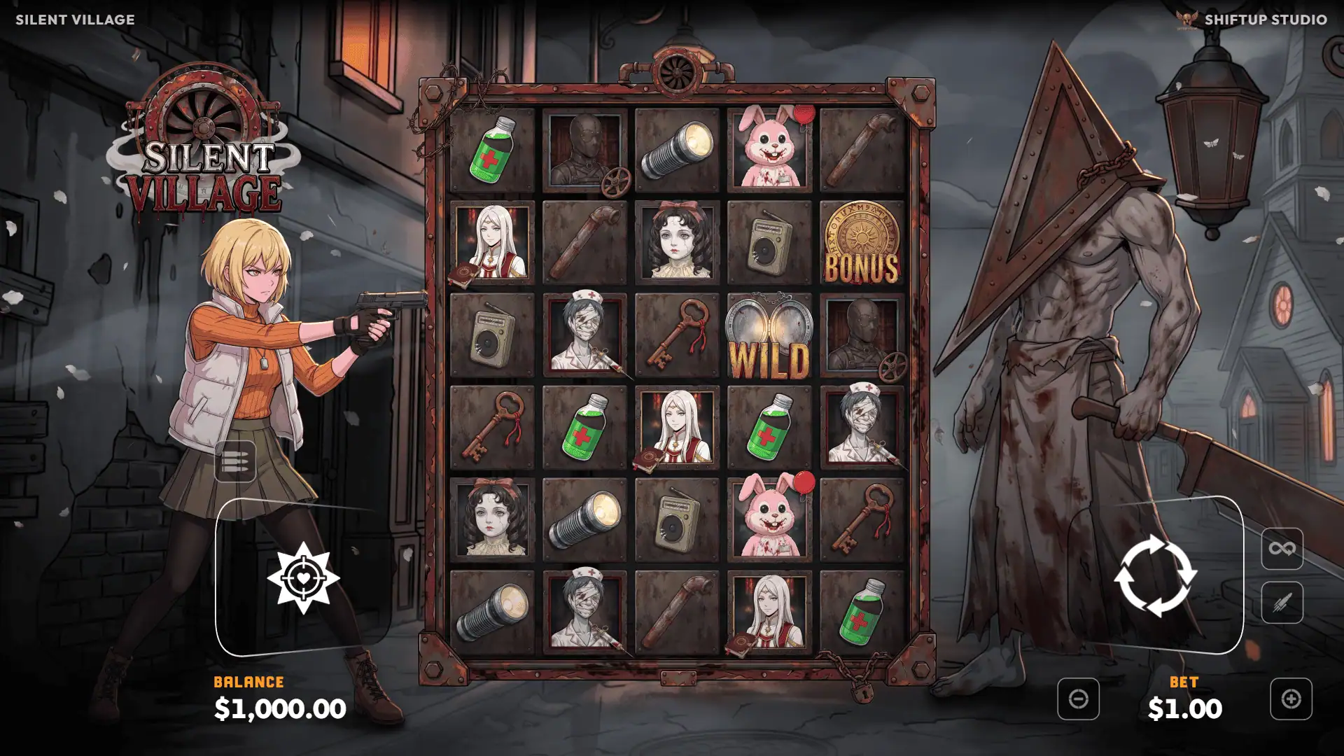 Silent Village slot gameplay reels