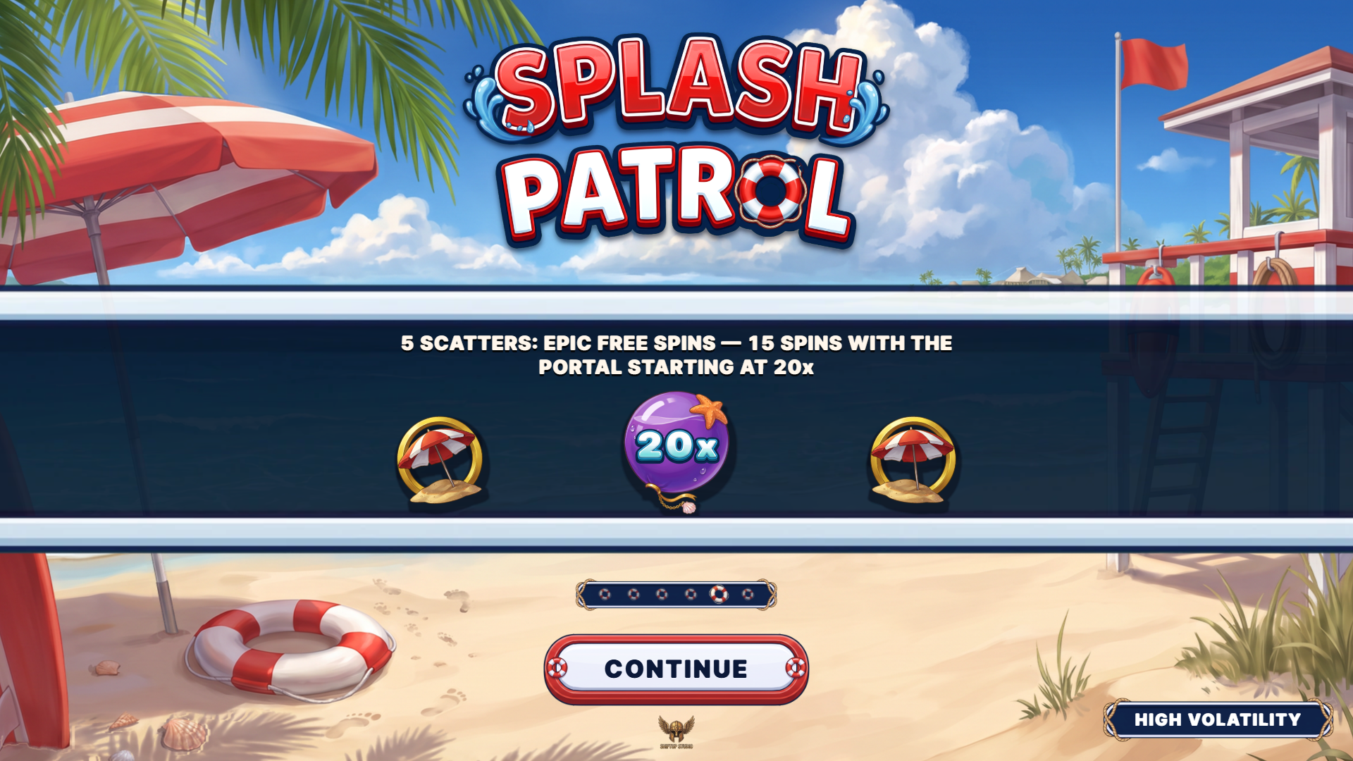 Splash Patrol slot intro screen