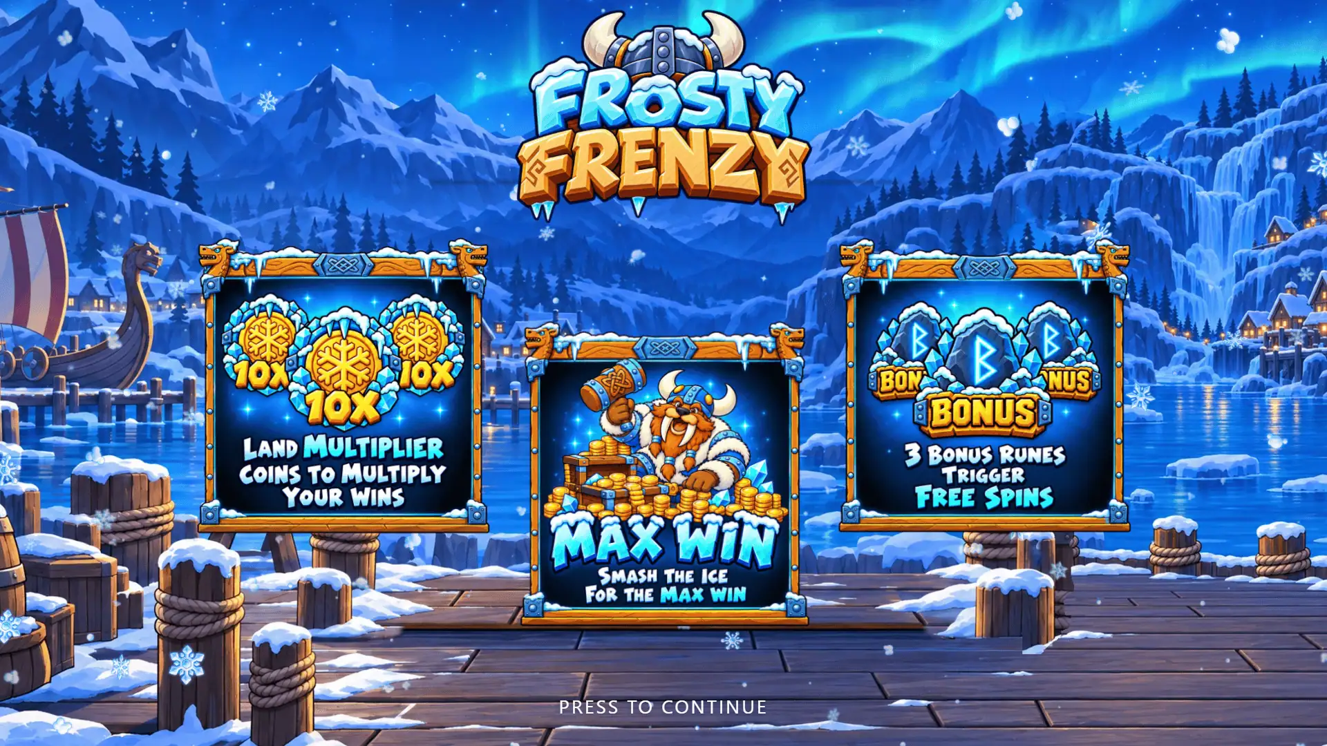 Frosty Frenzy 100k slot intro screen