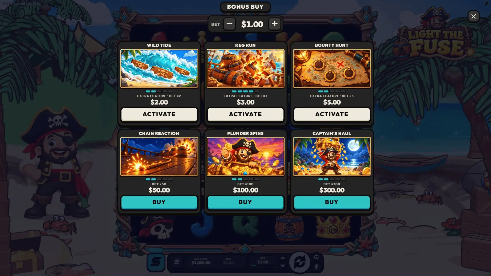 Light The Fuse bonus buy menu