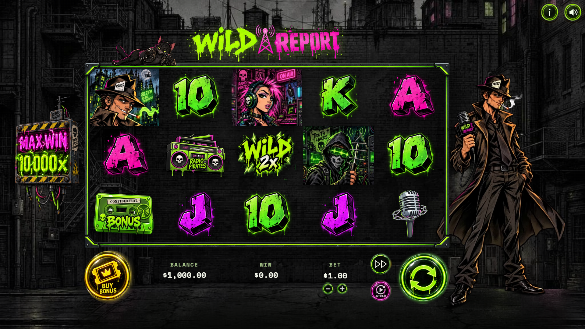 Wild Report slot gameplay on the 5x3 reels