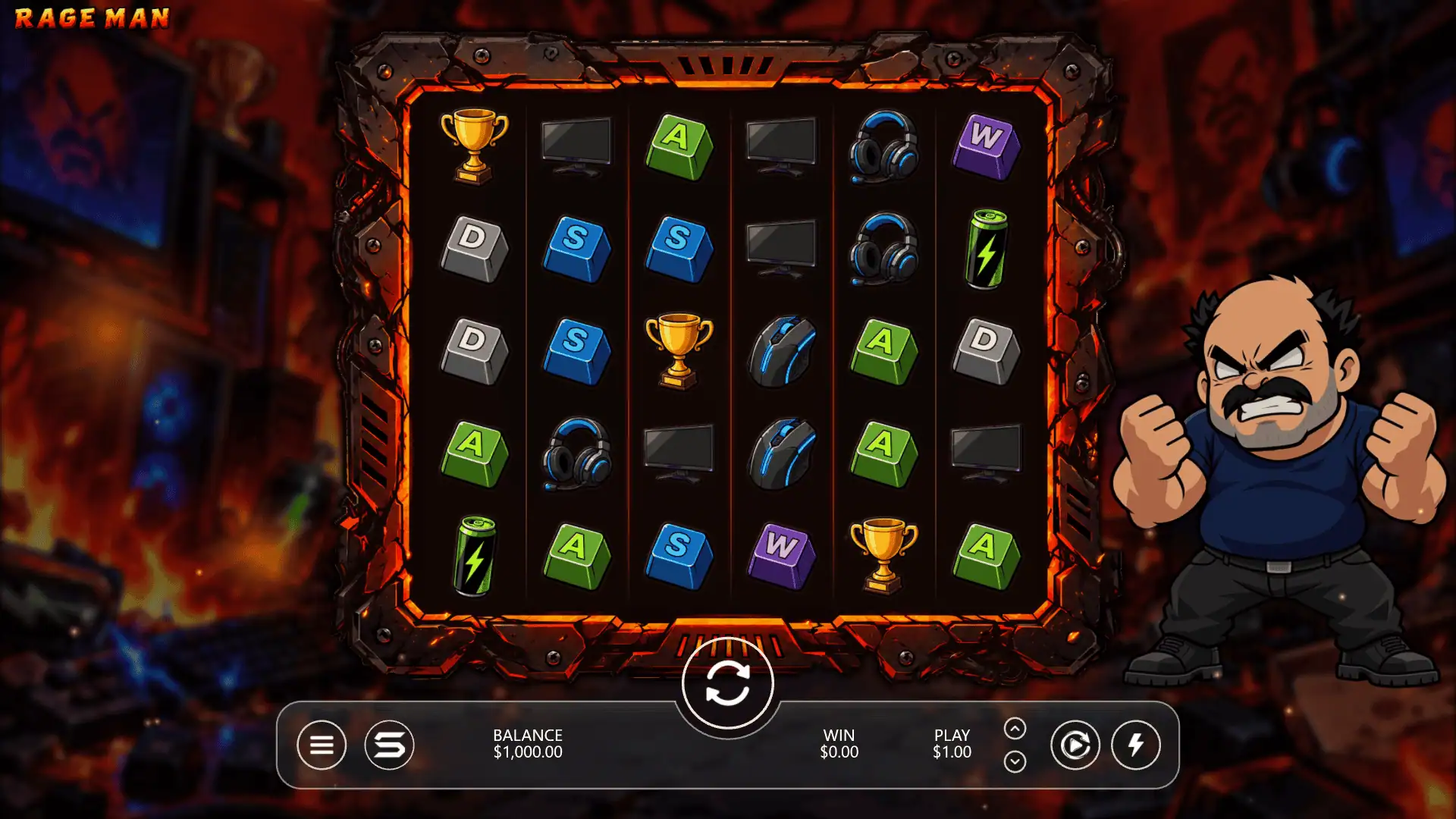 Rage Man slot gameplay reels