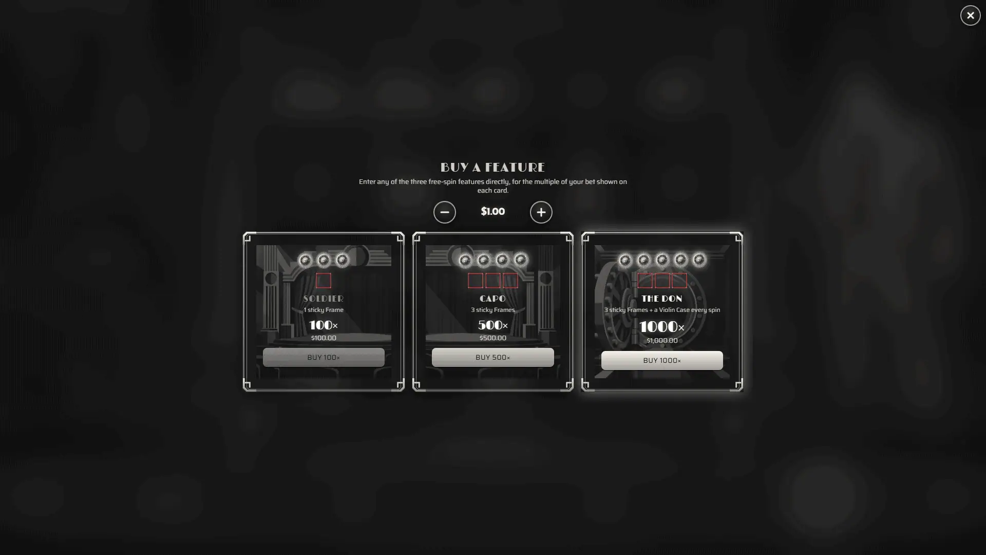Capo Nostra bonus buy menu