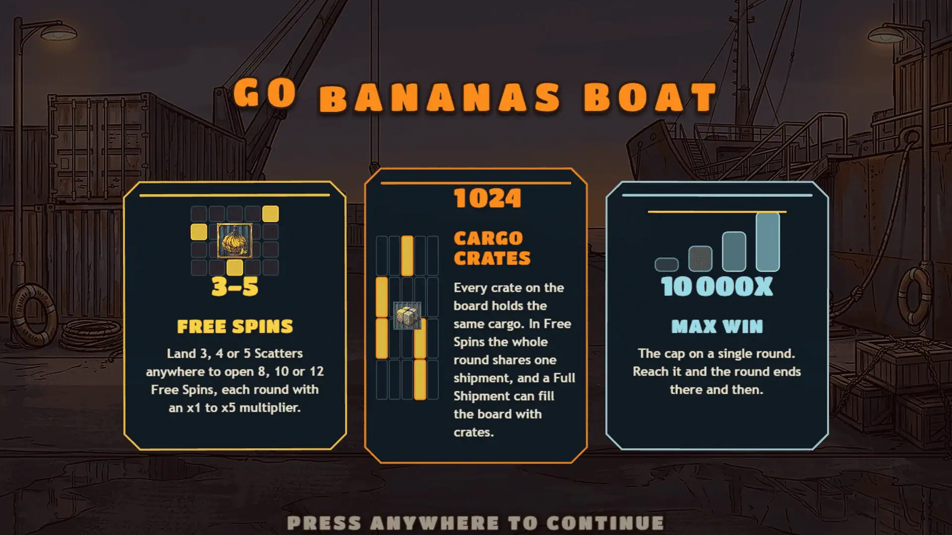 GoBananasBoat slot intro screen
