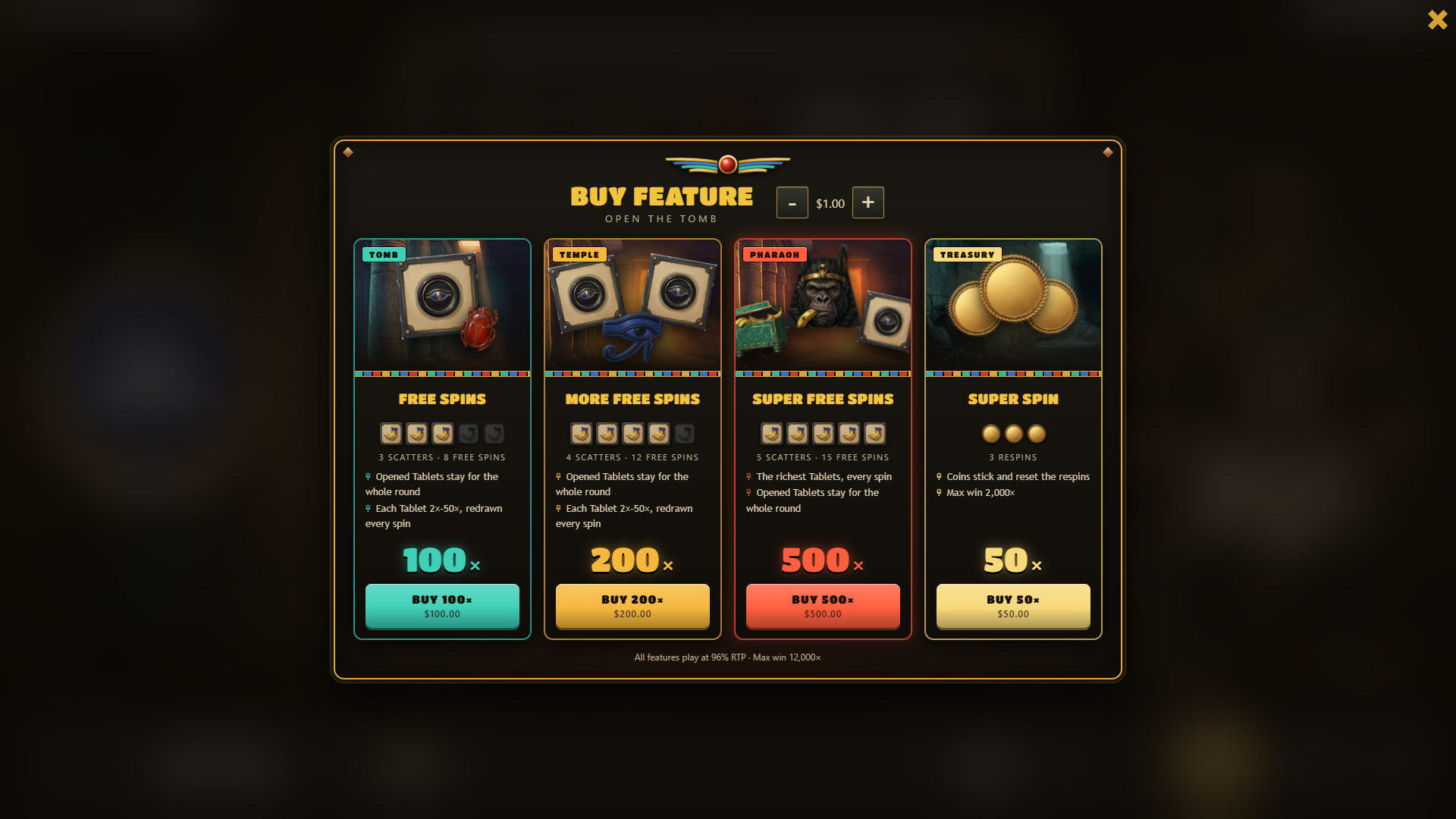 Go Bananubis bonus buy menu
