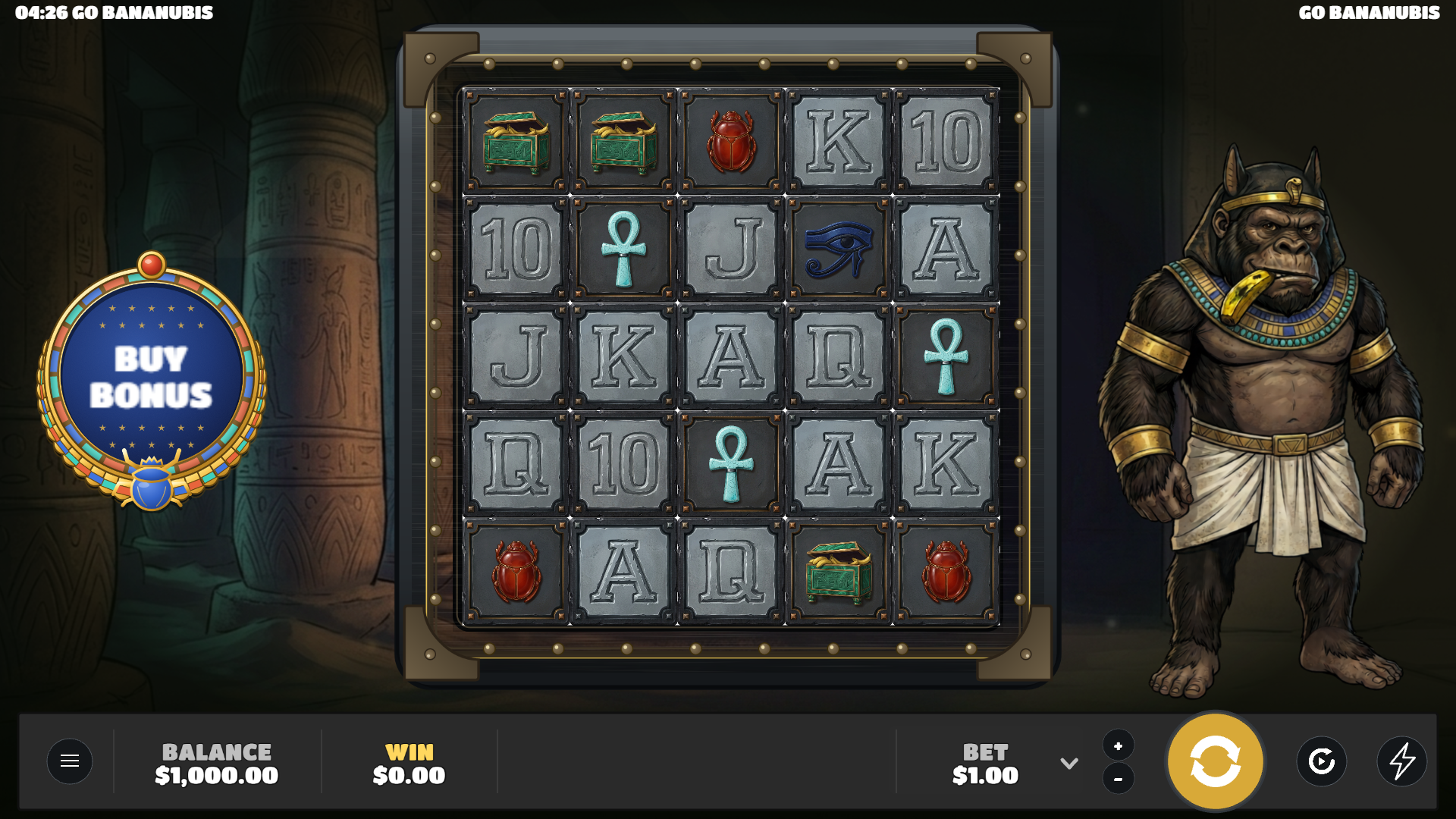 Go Bananubis slot gameplay reels