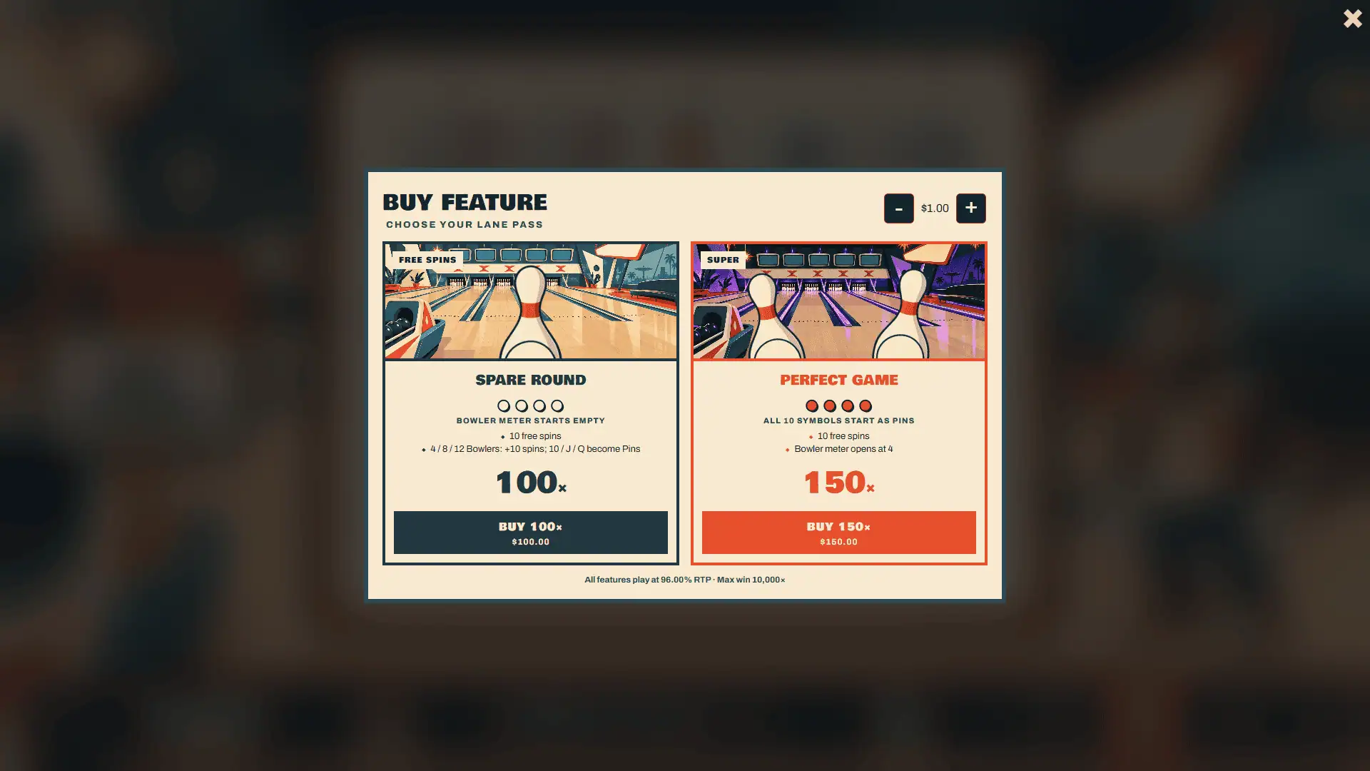 Strike Monkey bonus buy menu