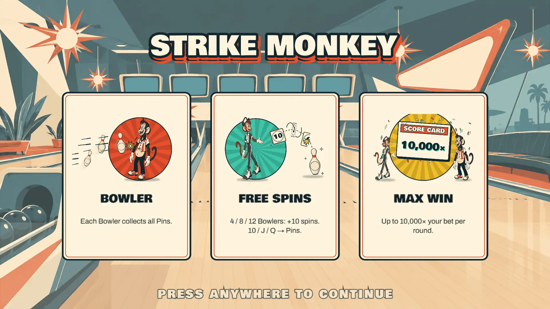 Strike Monkey slot intro screen