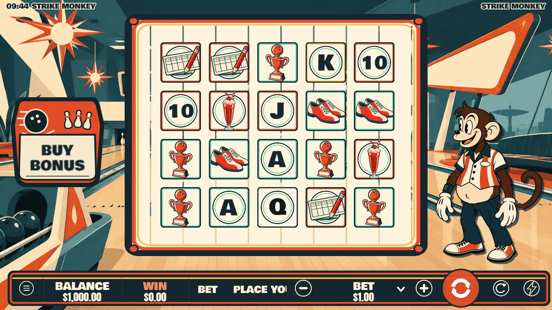 Strike Monkey slot gameplay reels