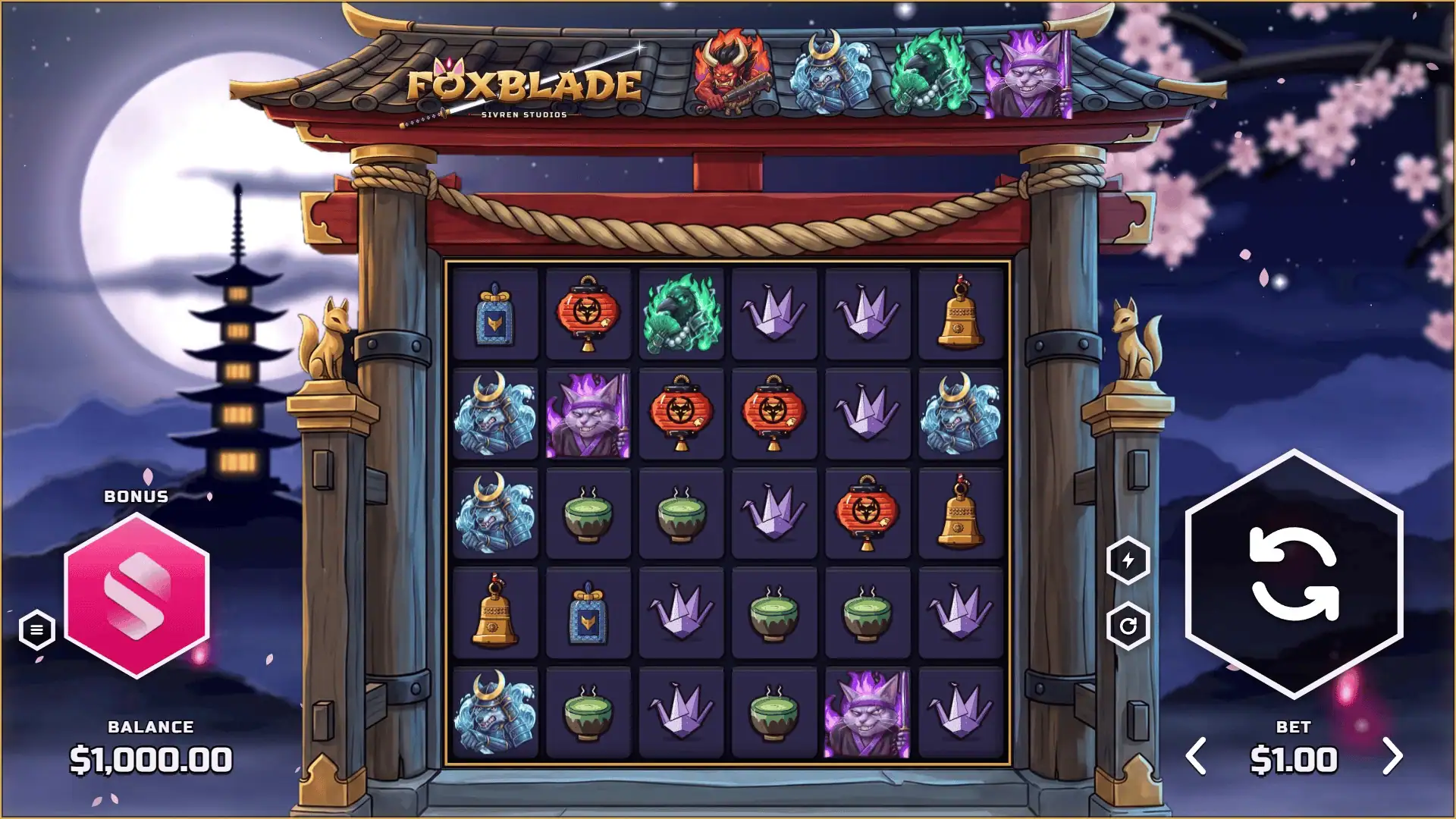 Foxblade slot gameplay reels