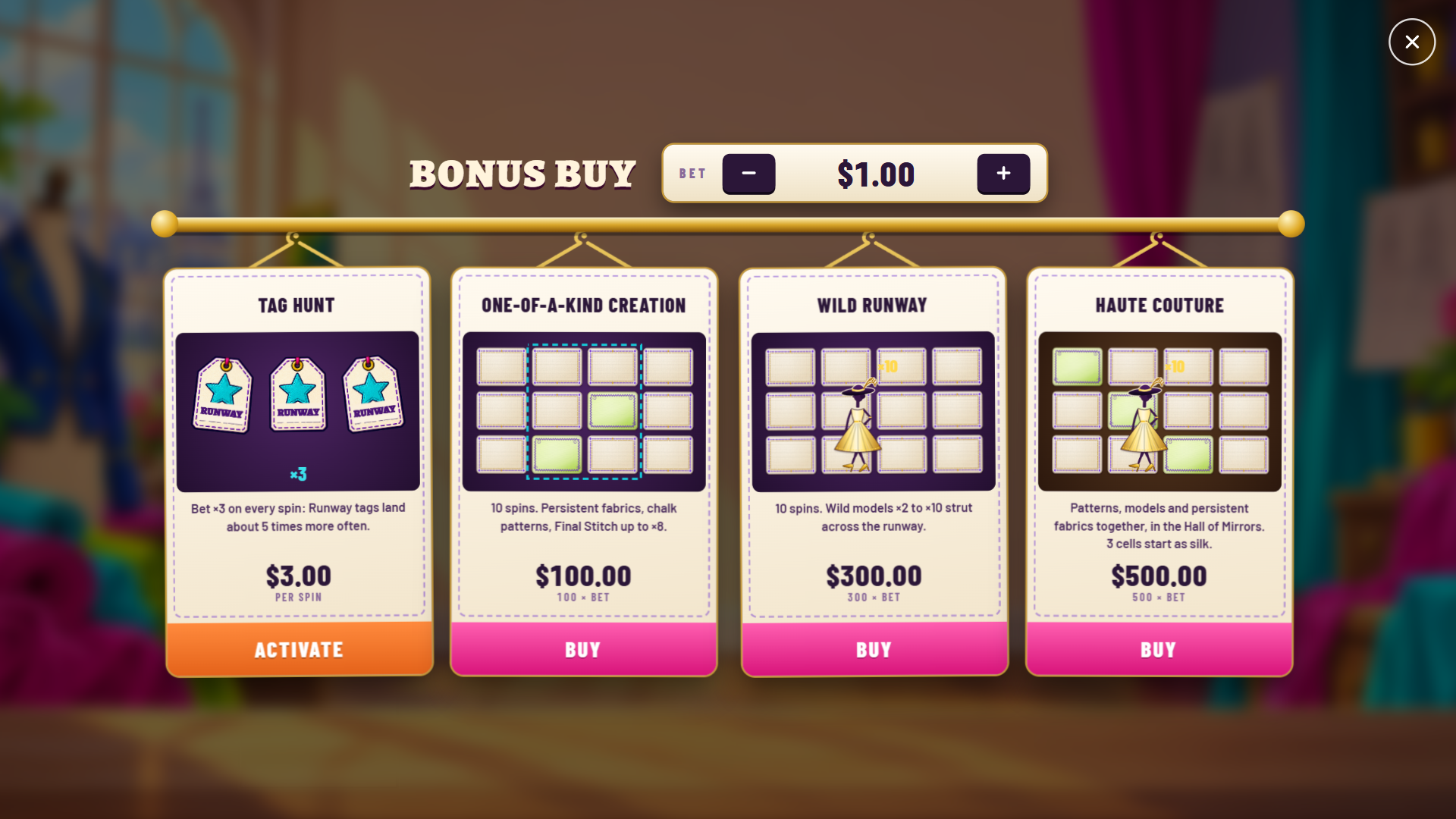 Spool Rogue bonus buy menu