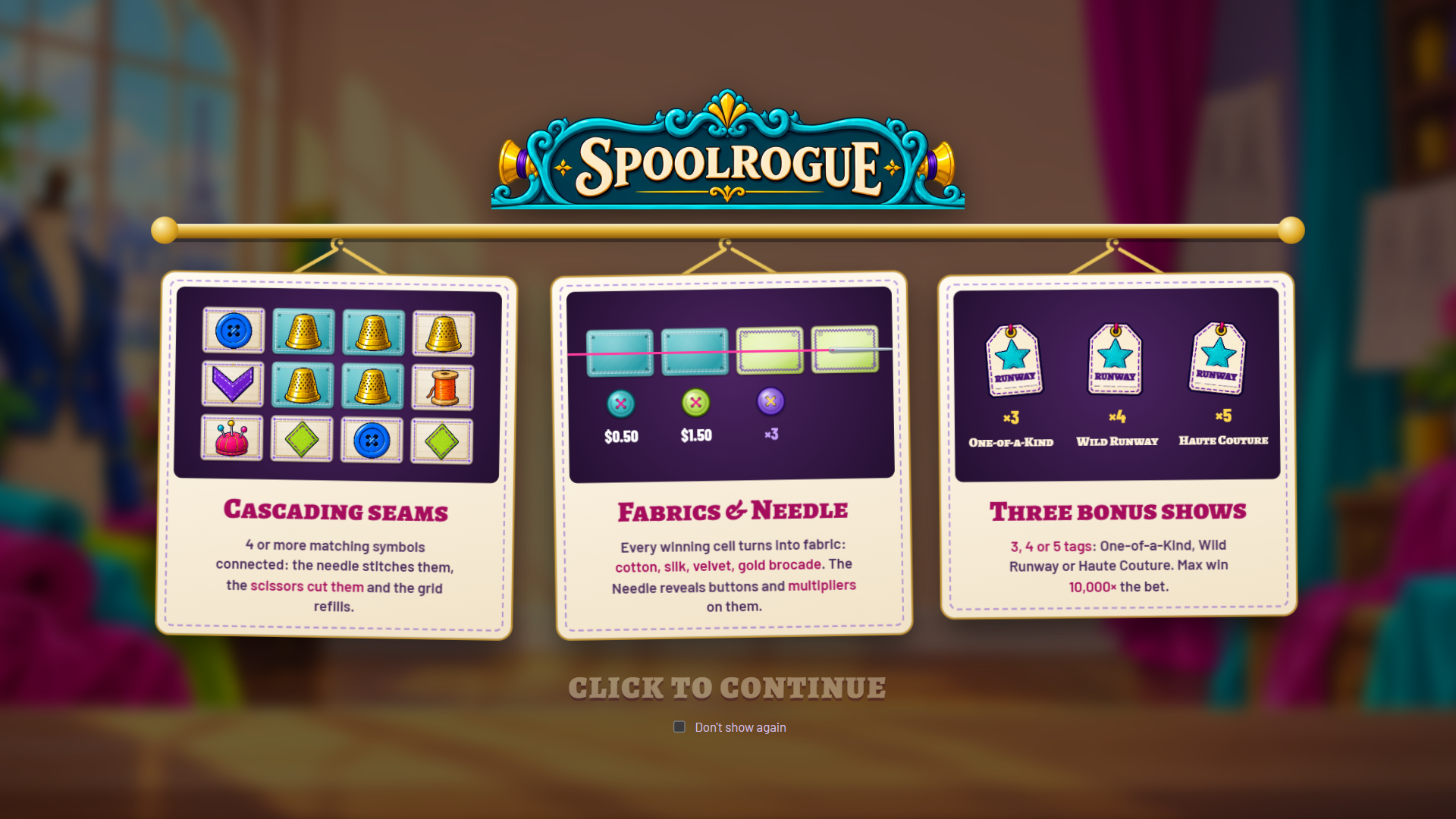 Spool Rogue slot intro screen