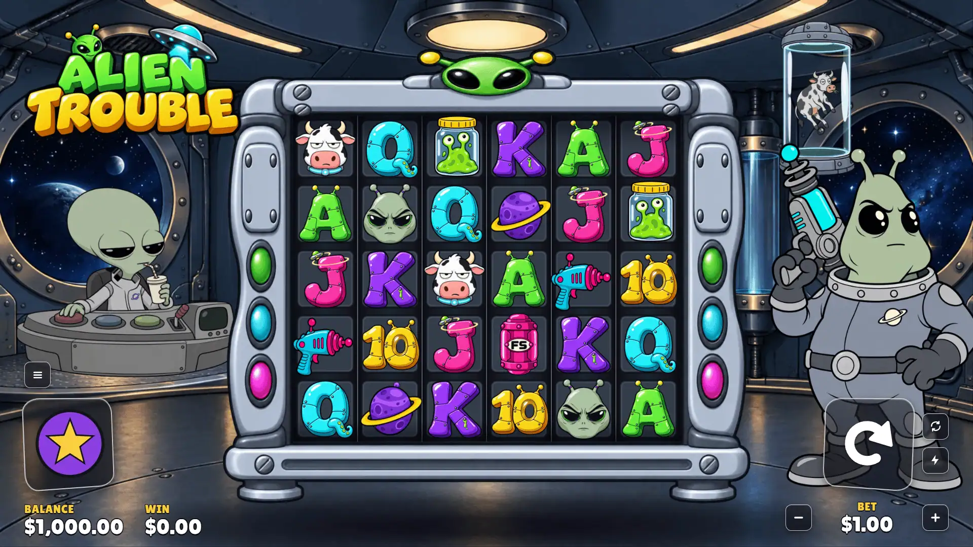 Alien Trouble slot gameplay reels