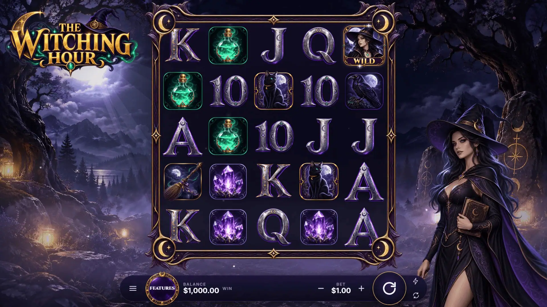 Crazy Witch slot gameplay reels