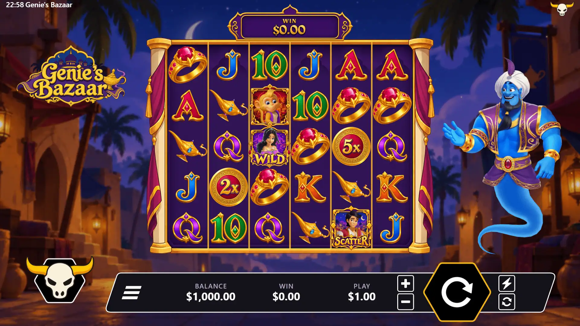 Genie's Bazaar slot gameplay reels