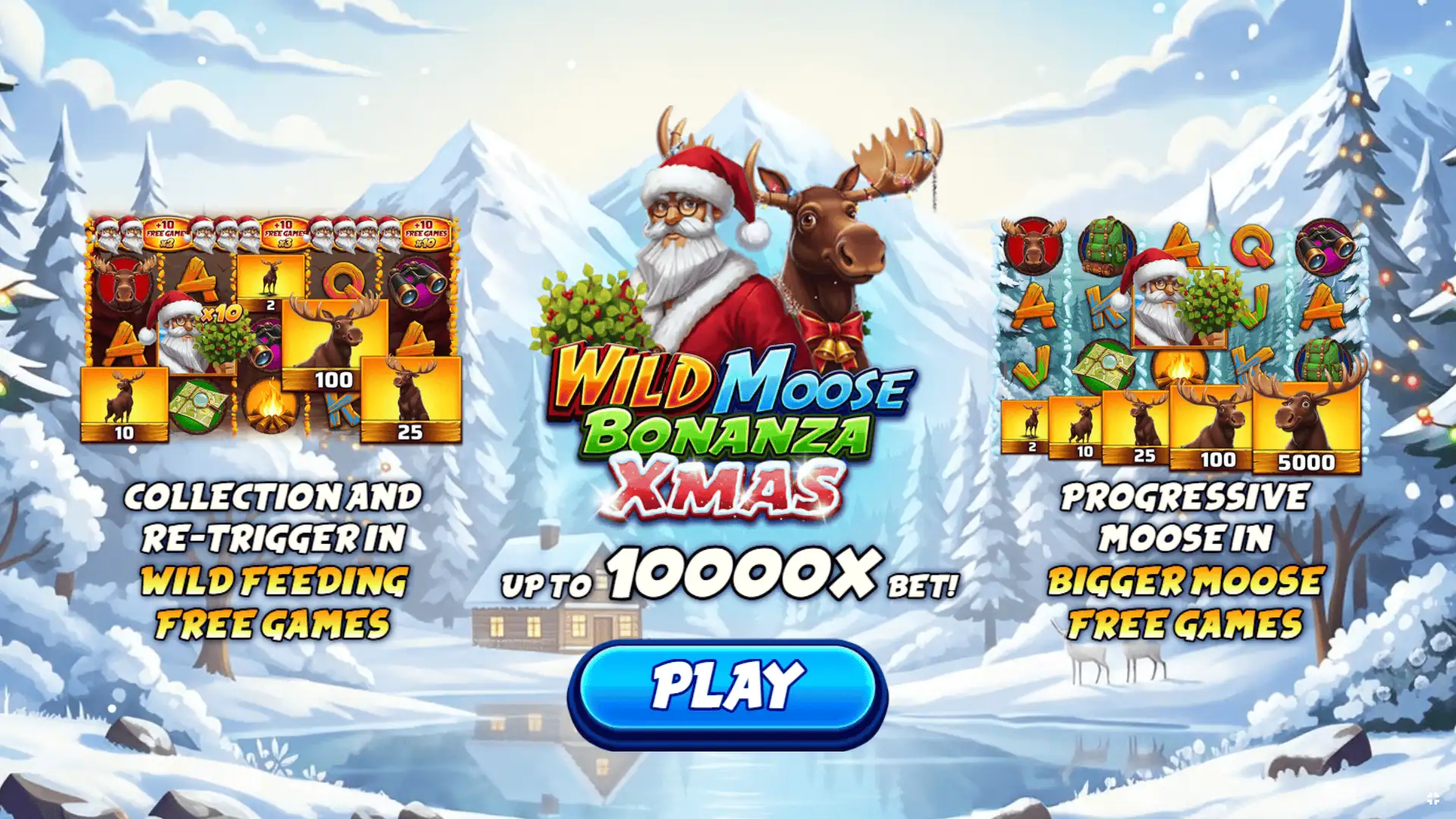 Wild Moose Bonanza Xmas slot intro screen