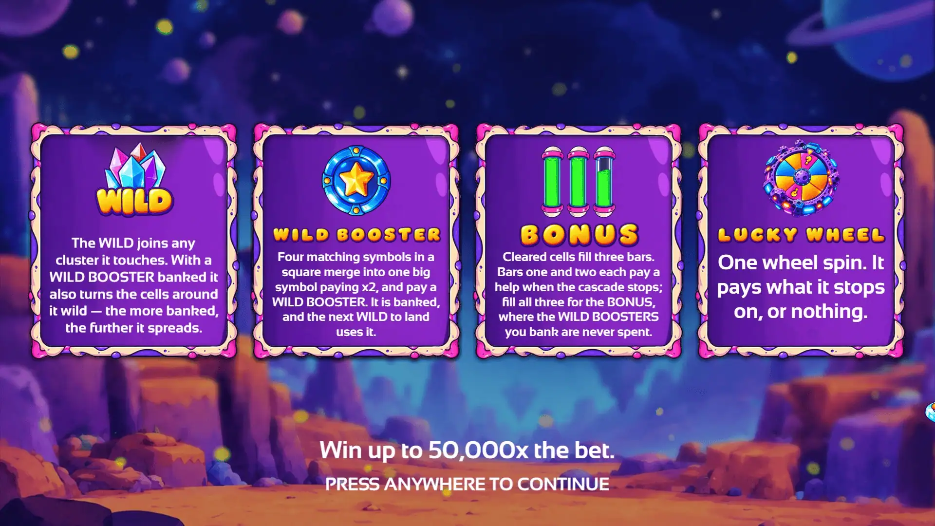 Bumbo Cluster Pays slot intro screen