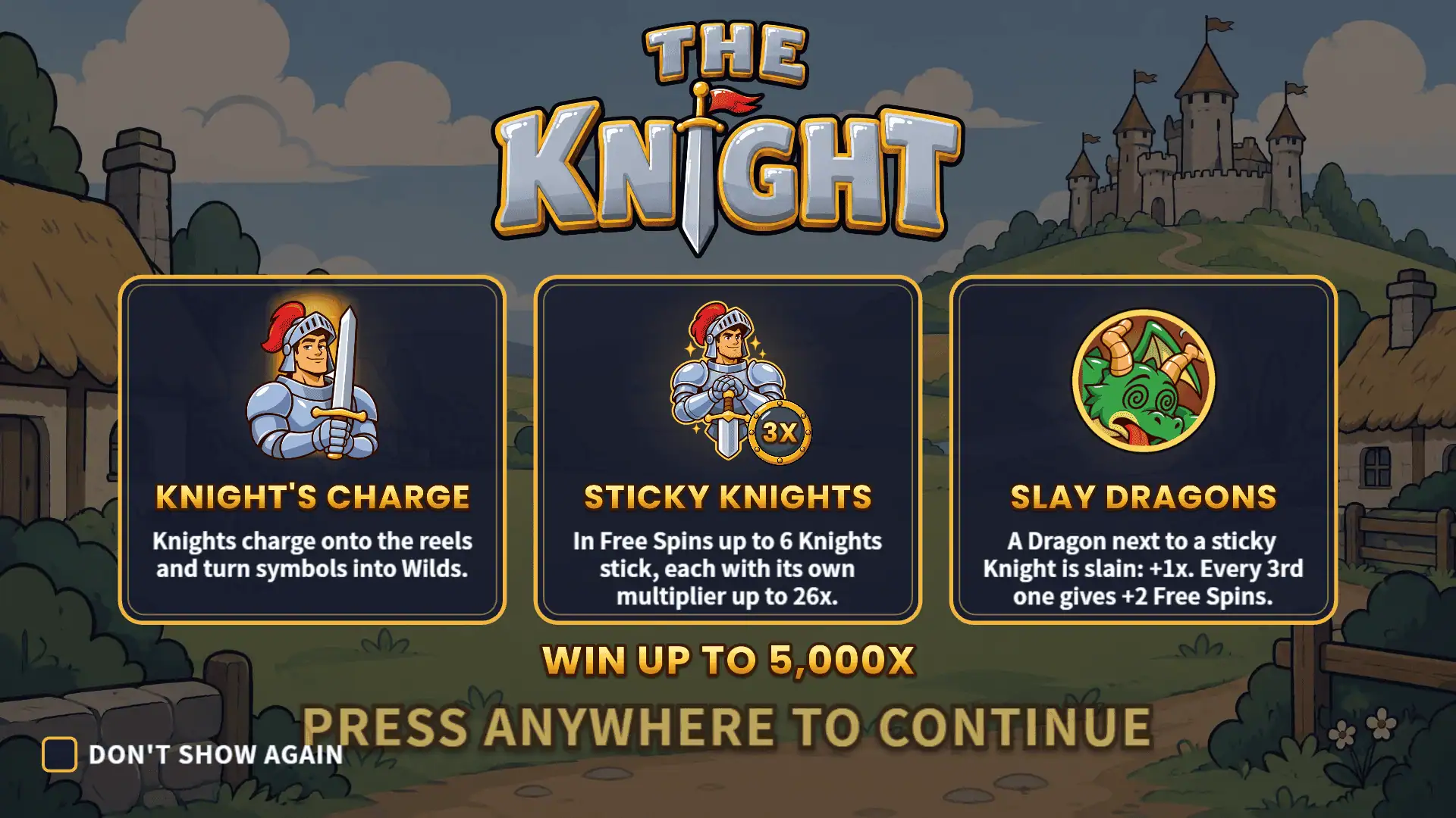 The Knight slot intro screen