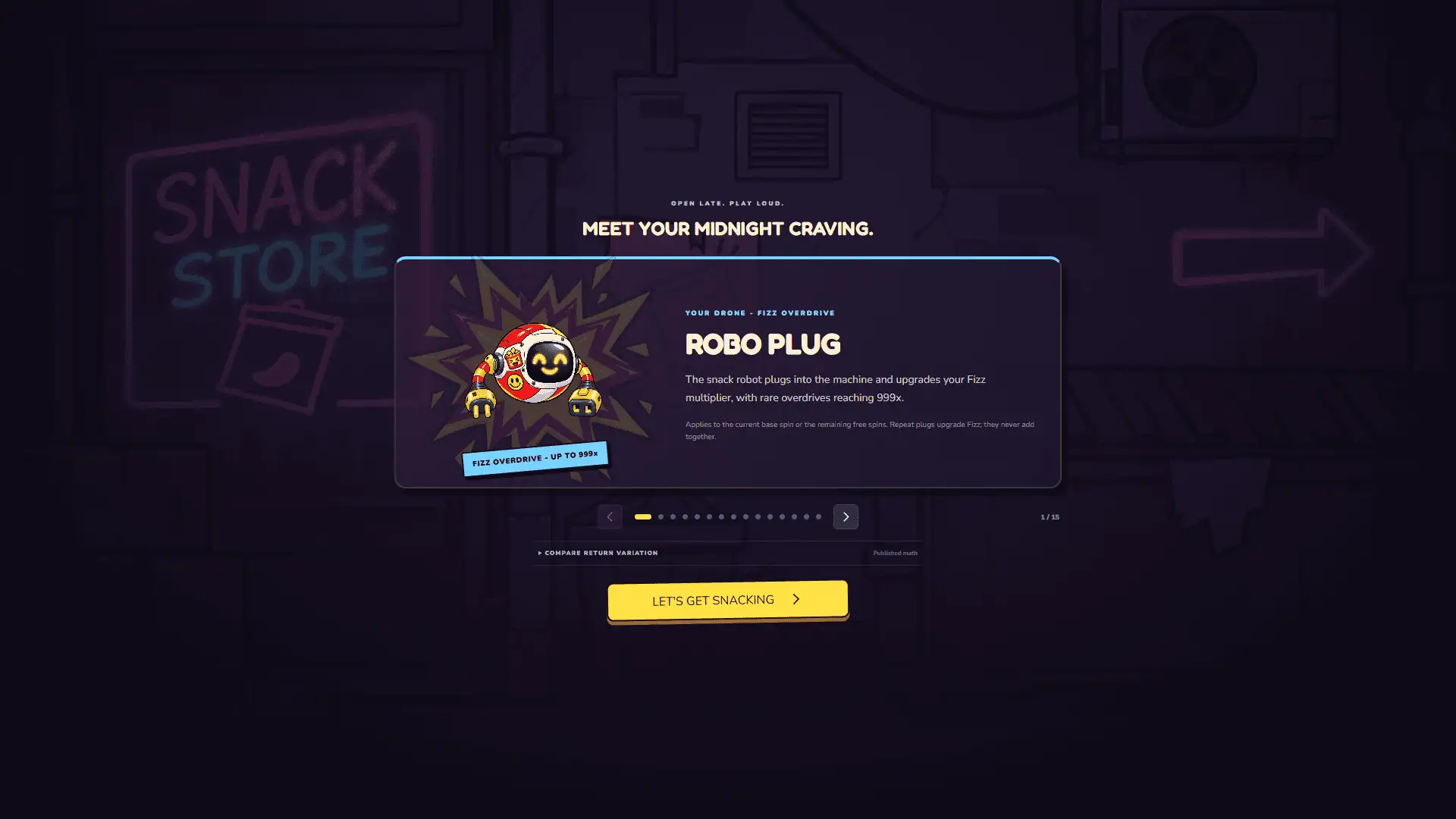 Snack Attack slot intro screen