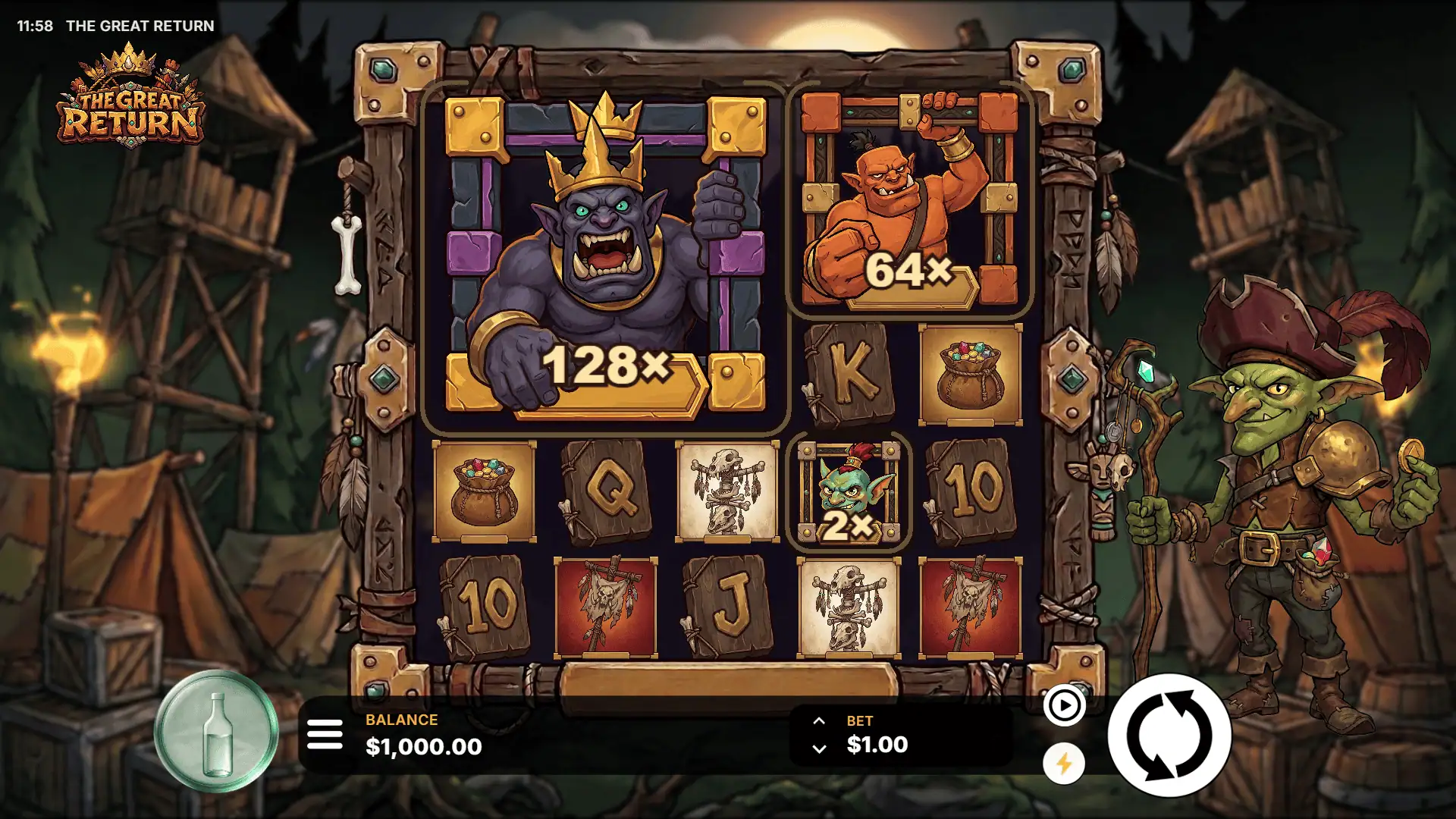 The Great Return slot gameplay reels