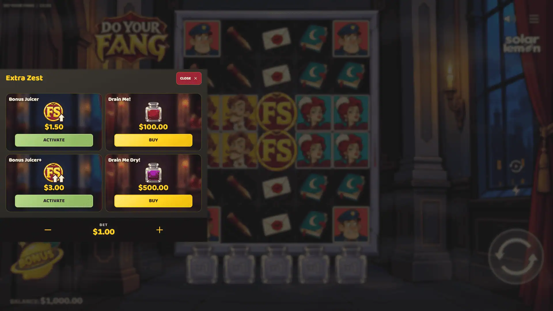 Do Your Fang bonus buy menu
