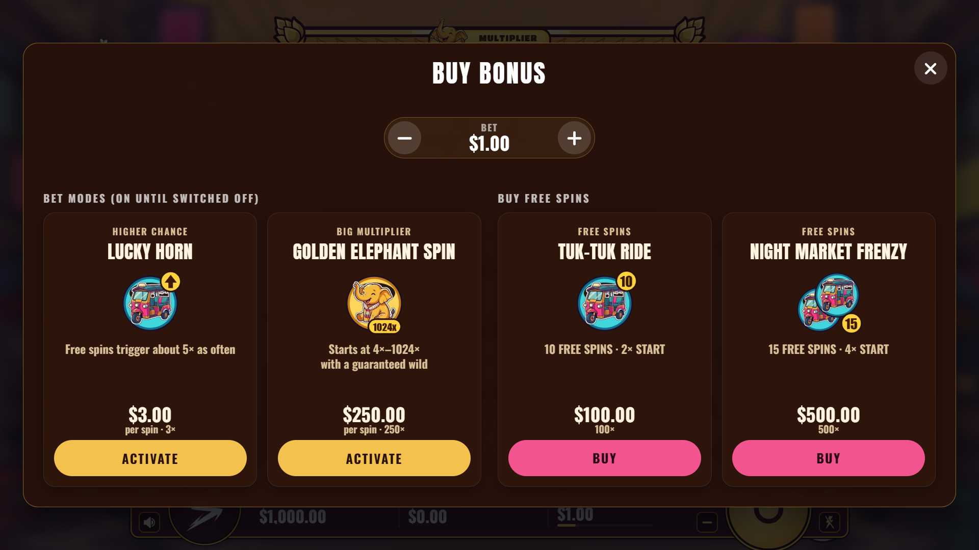 Bangkok Holiday bonus buy menu