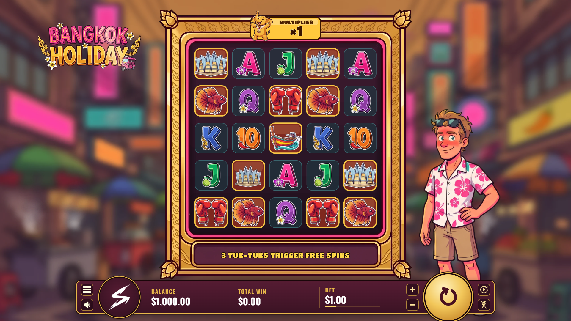 Bangkok Holiday slot gameplay reels