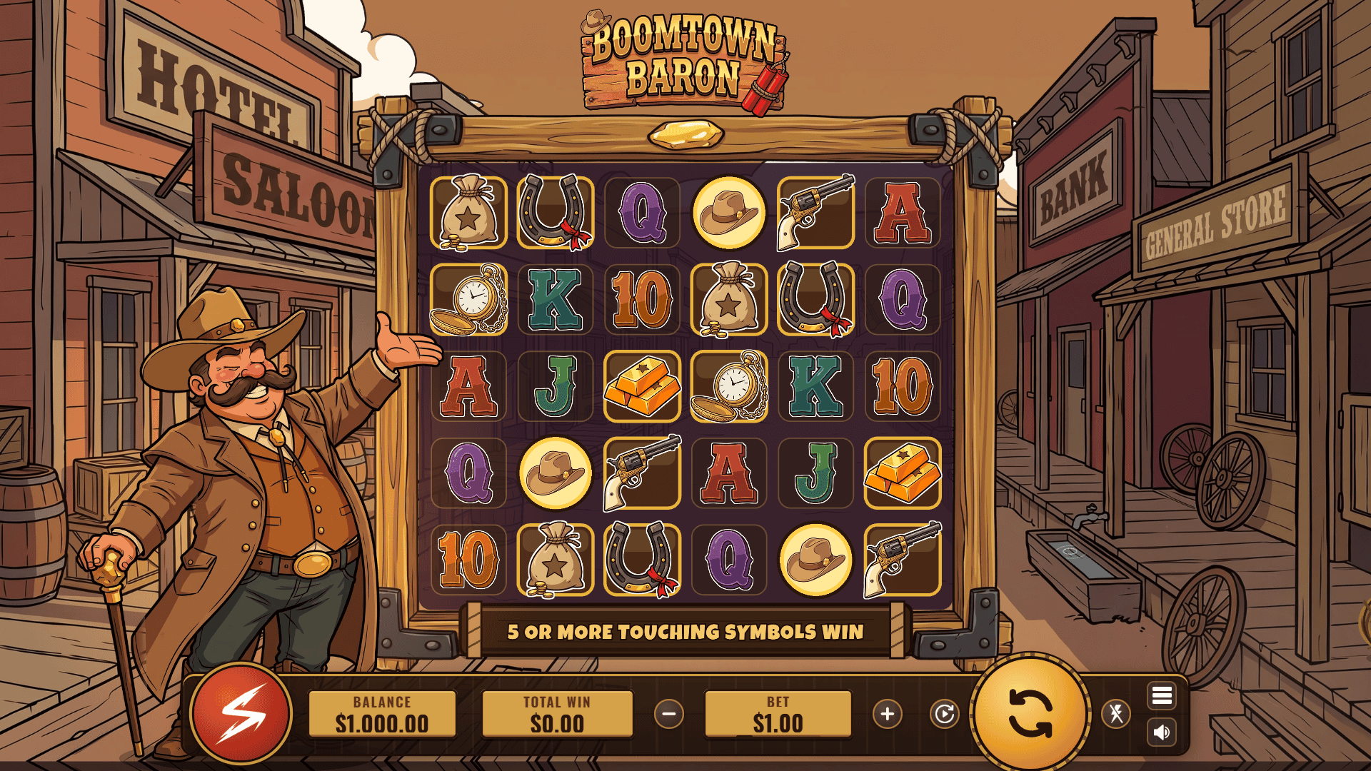 Boomtown Baron slot gameplay reels