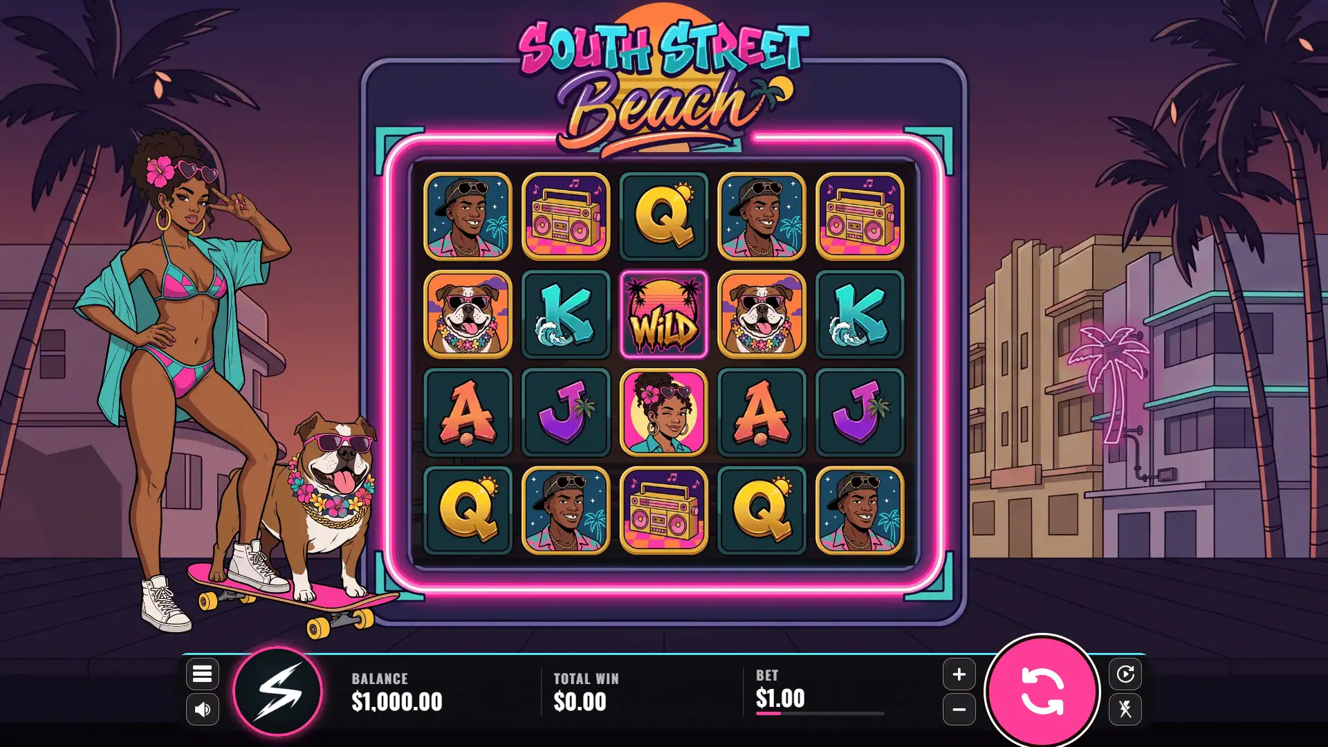South Street Beach slot gameplay reels