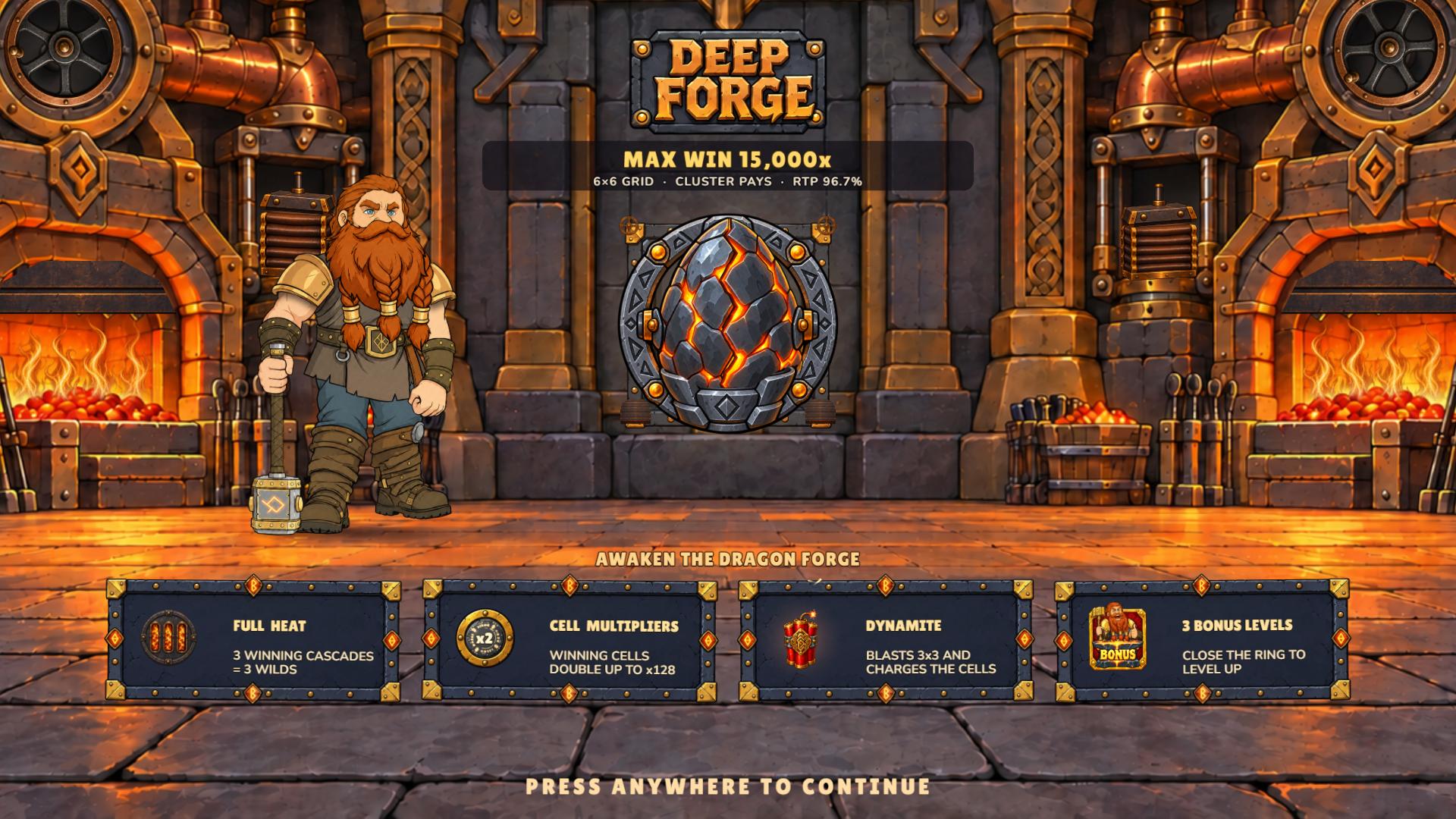 Deep Forge slot intro screen