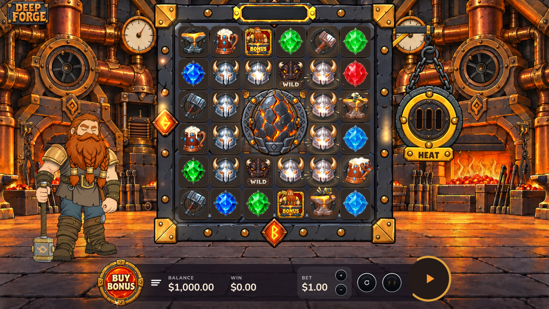 Deep Forge slot gameplay grid