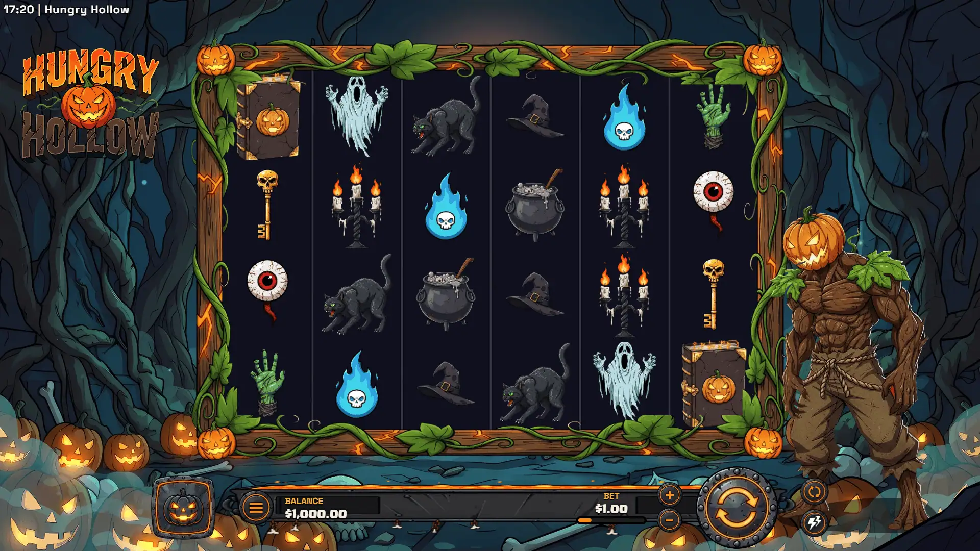 Hungry Hollow slot gameplay reels