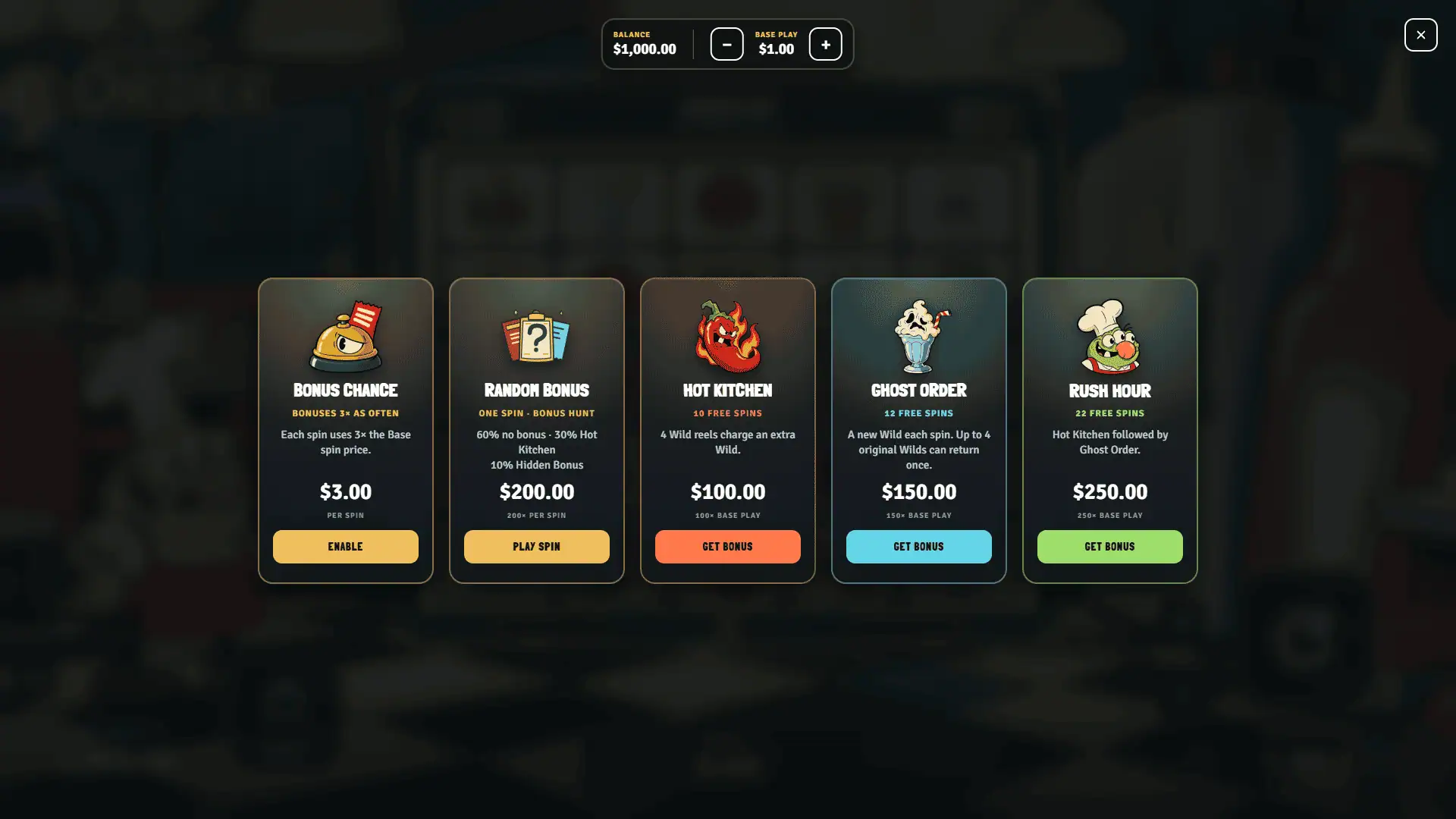 Last Order bonus buy menu