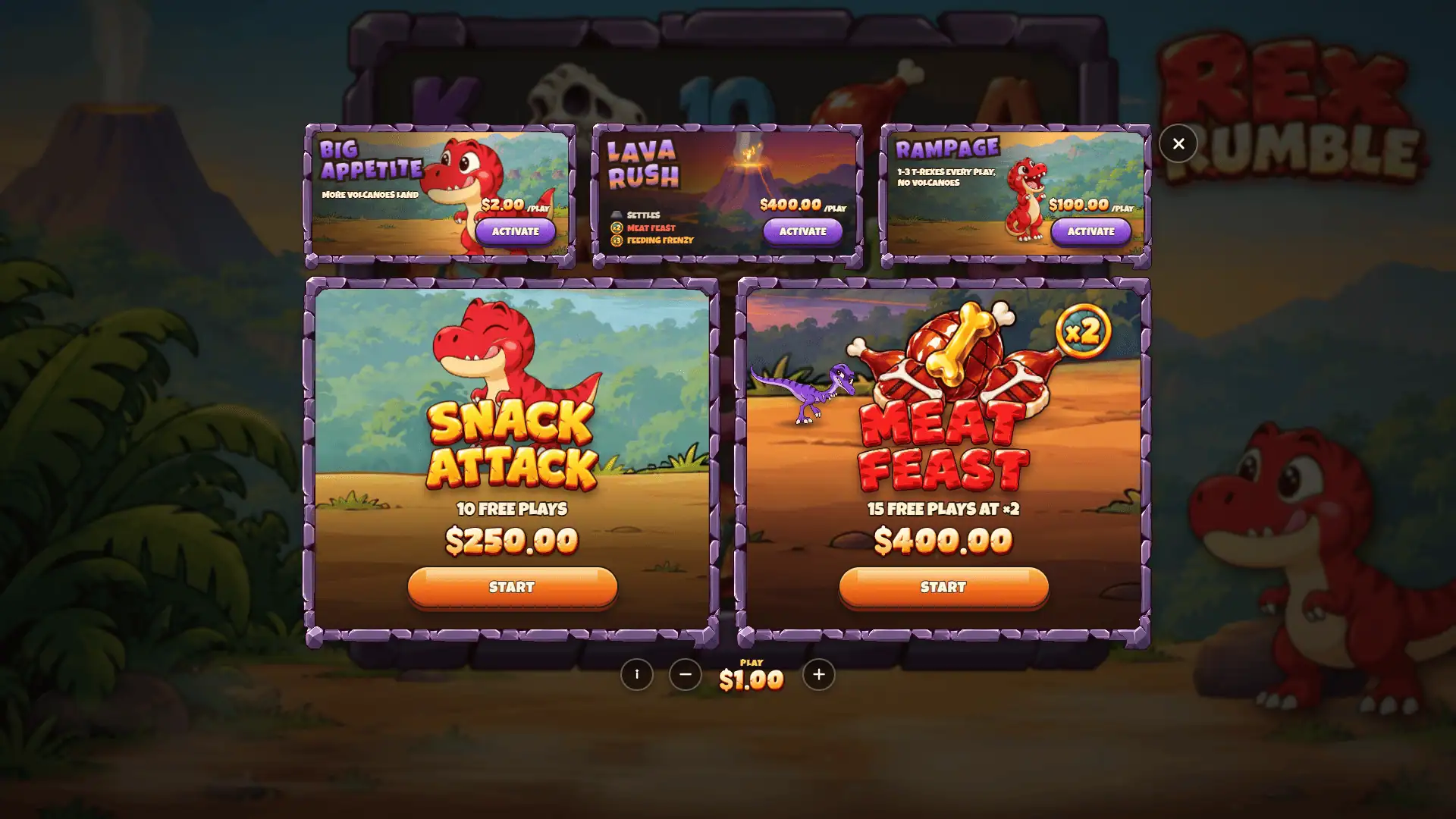 Rex Rumble bonus buy menu