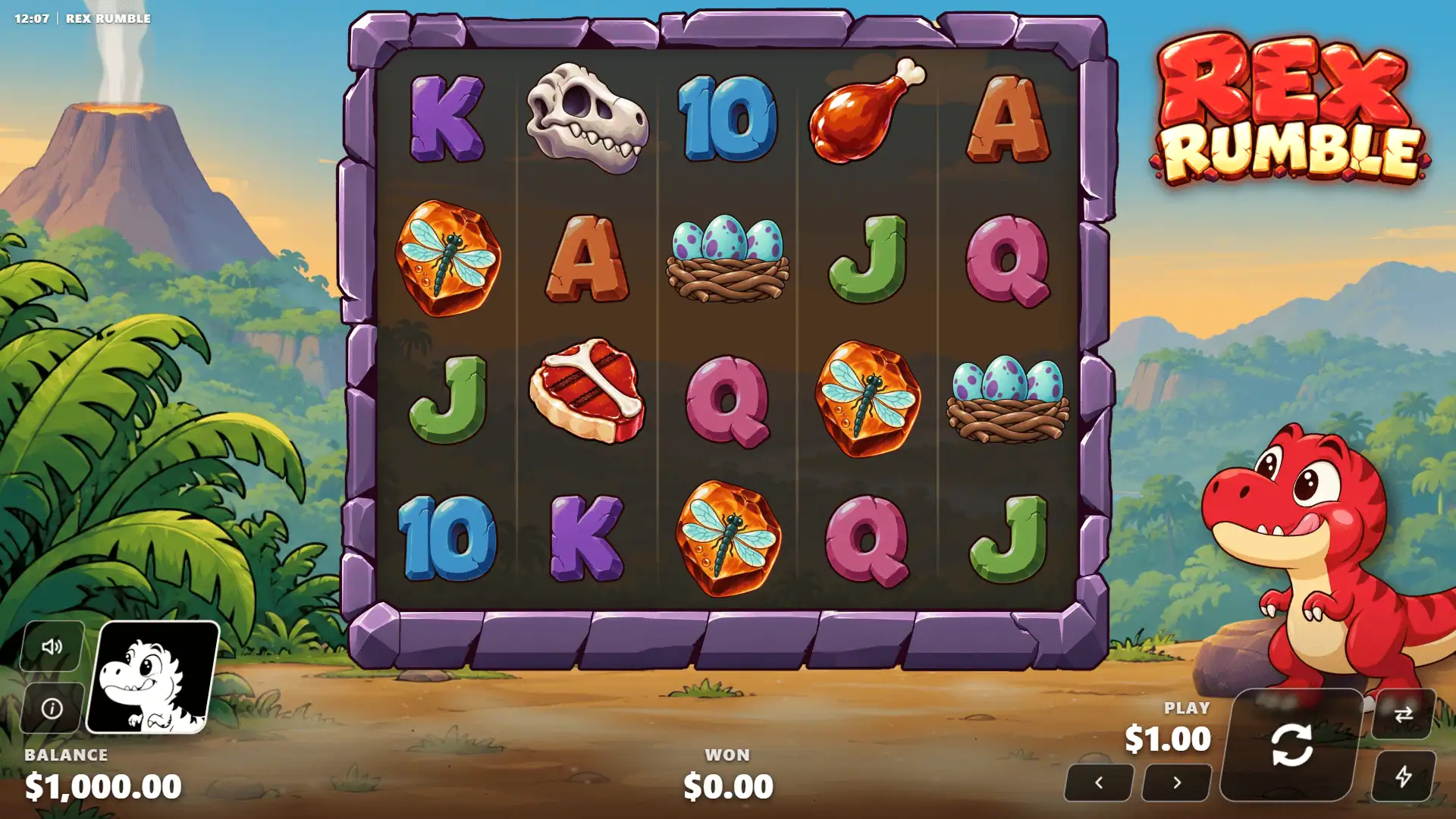 Rex Rumble slot gameplay reels