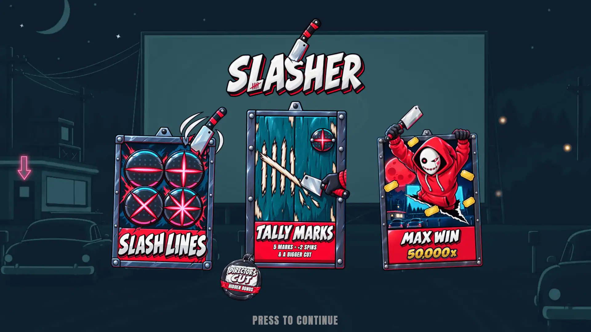 Slasher slot intro screen