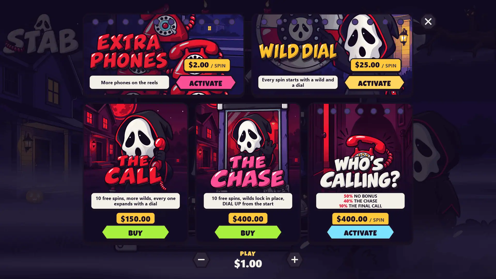 Stab bonus buy menu