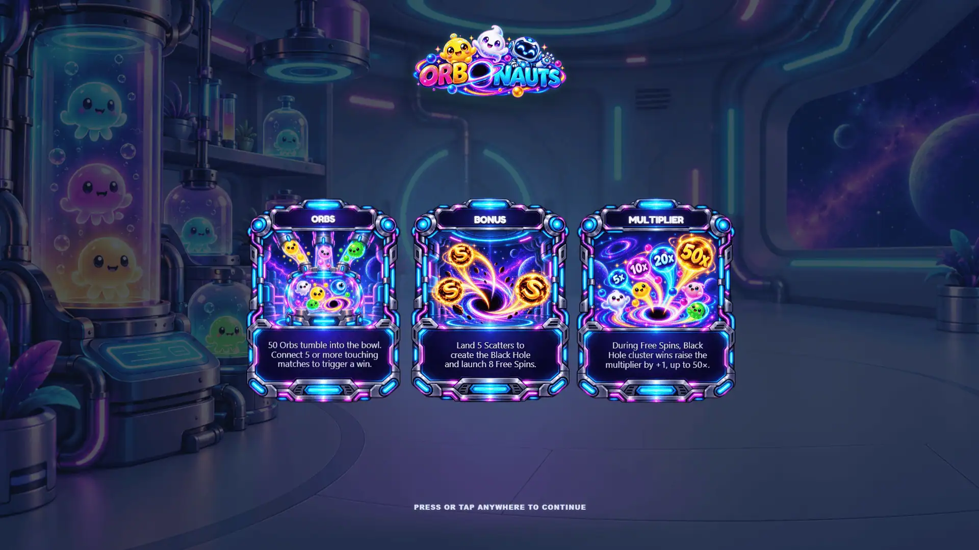 Orbonauts slot intro screen