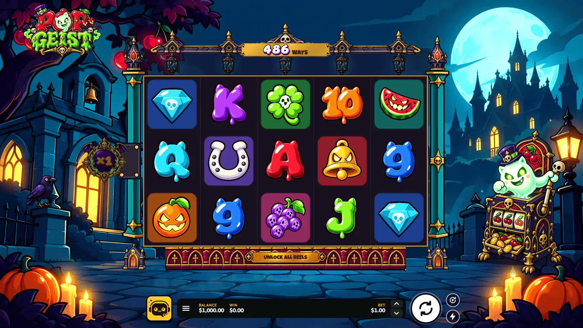 Pop Geist slot gameplay reels