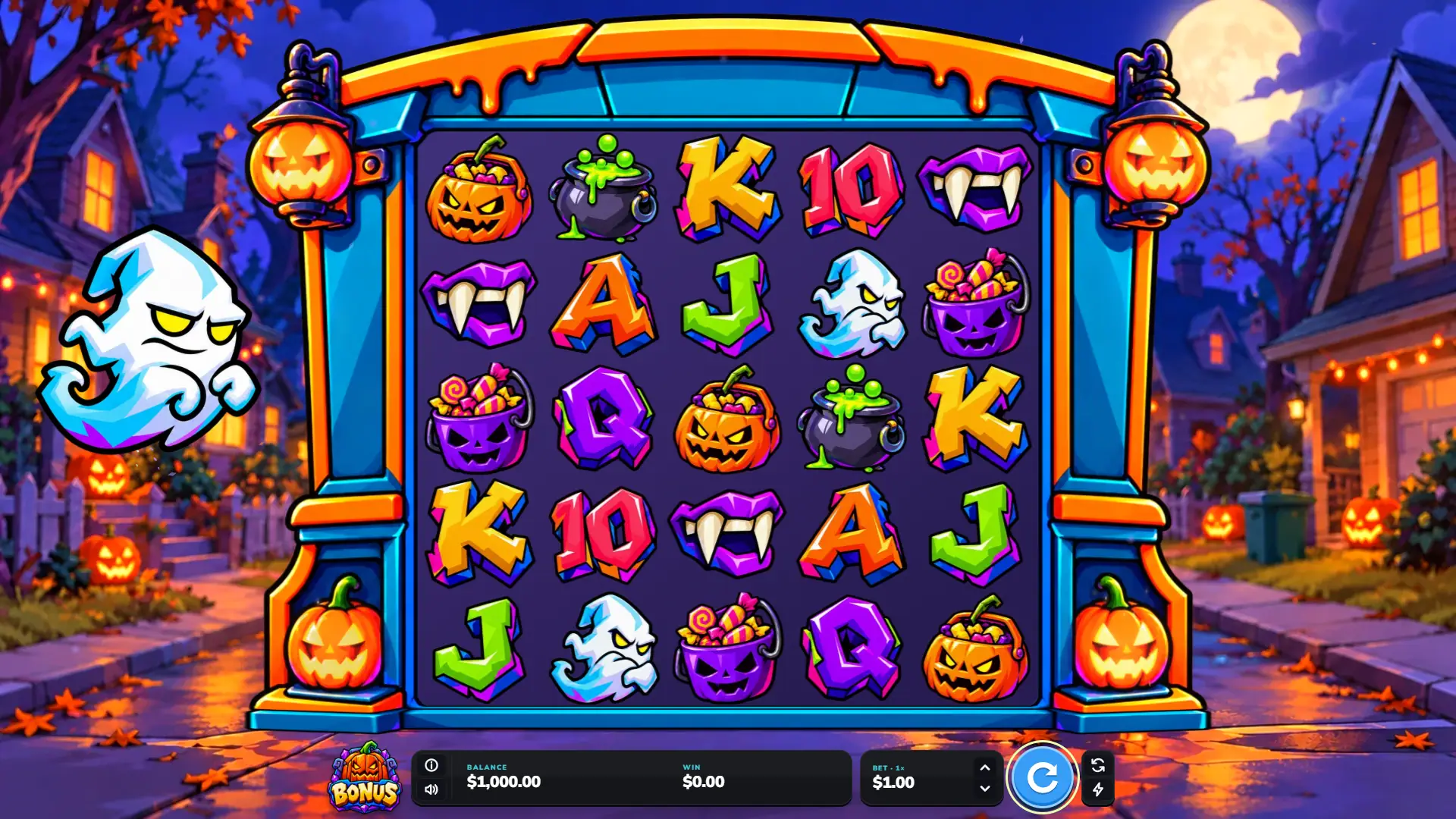 Spooky 100k slot gameplay reels