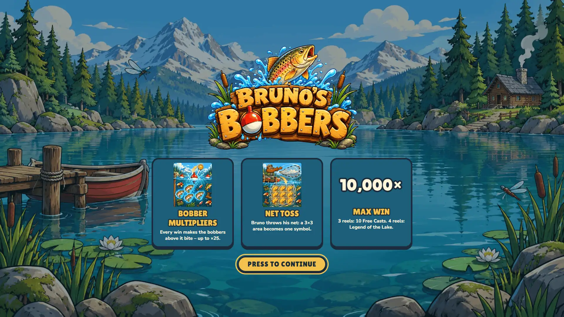 Bruno's Bobbers slot intro screen