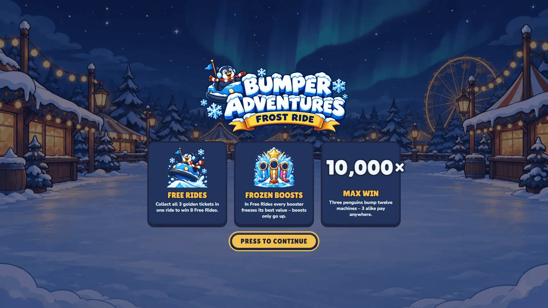 Bumper Adventures slot intro screen