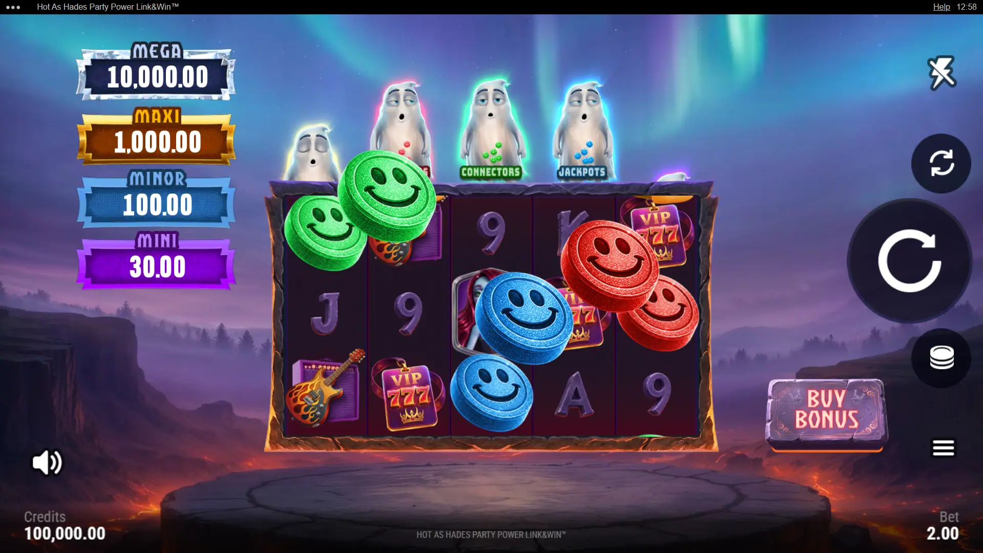 Hot as Hades Party Power Link&Win slot gameplay reels