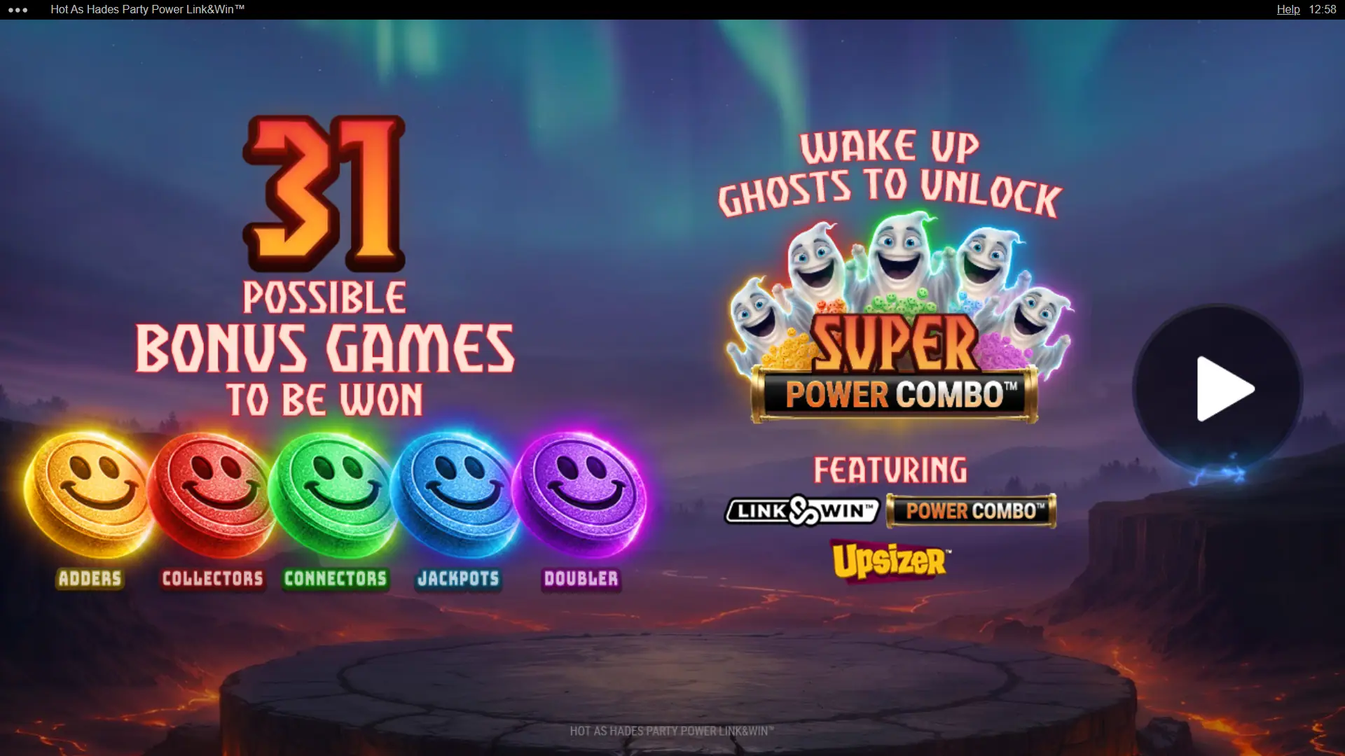 Hot as Hades Party Power Link&Win slot intro screen