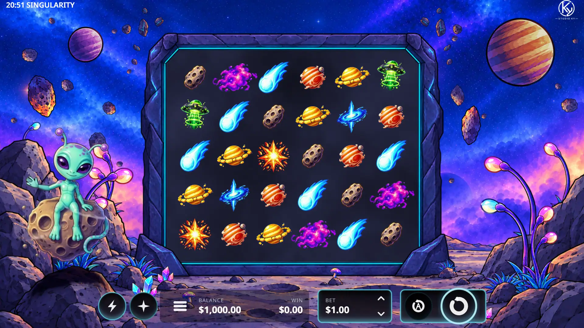 Singularity slot gameplay reels
