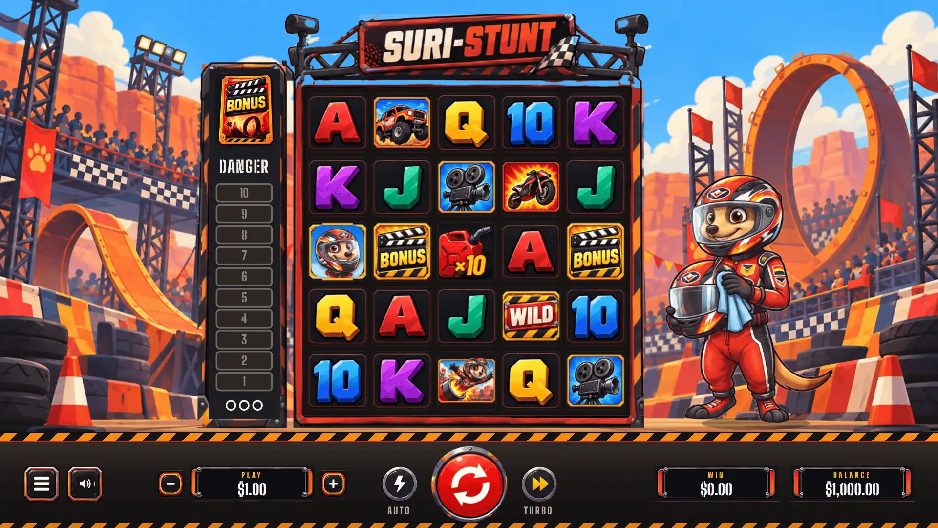 Suri-Stunt slot gameplay reels