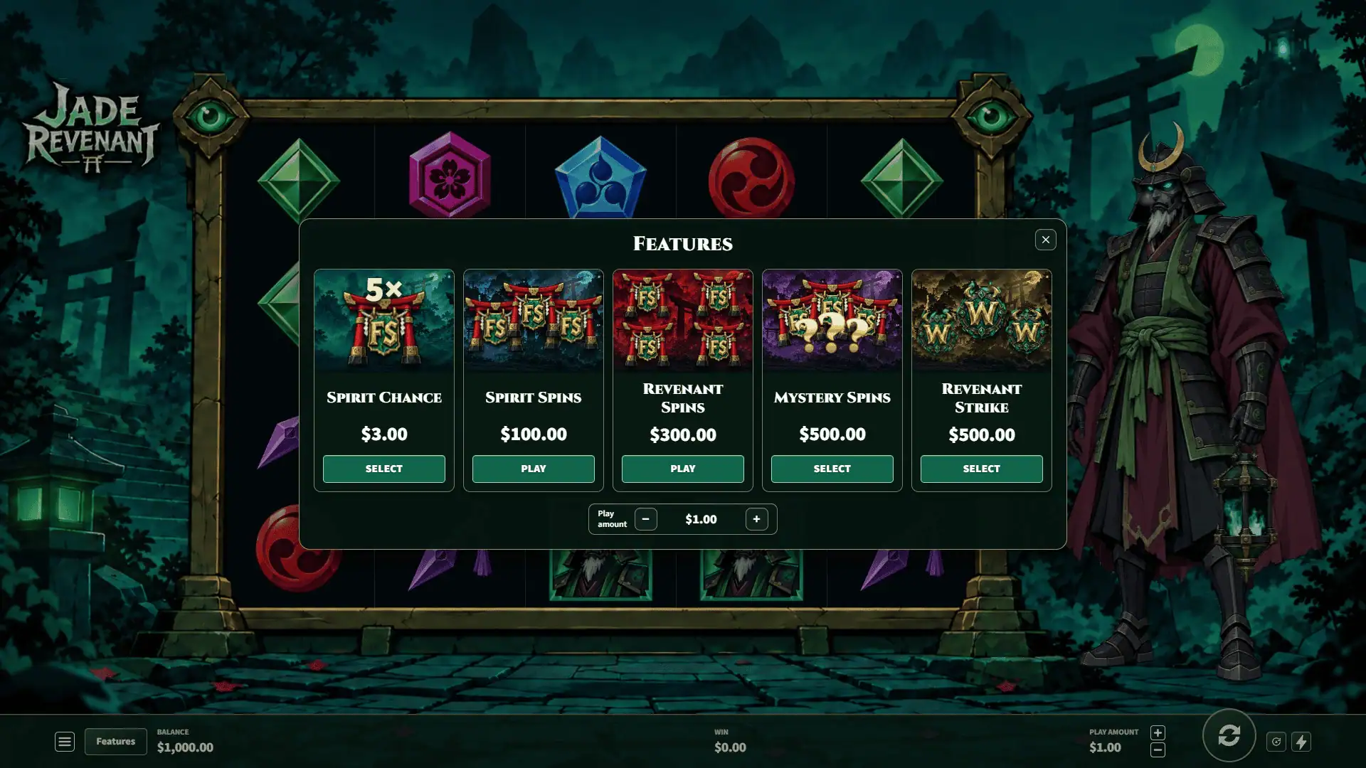 Jade Revenant bonus buy menu