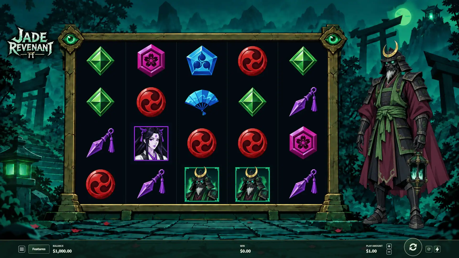 Jade Revenant slot gameplay reels
