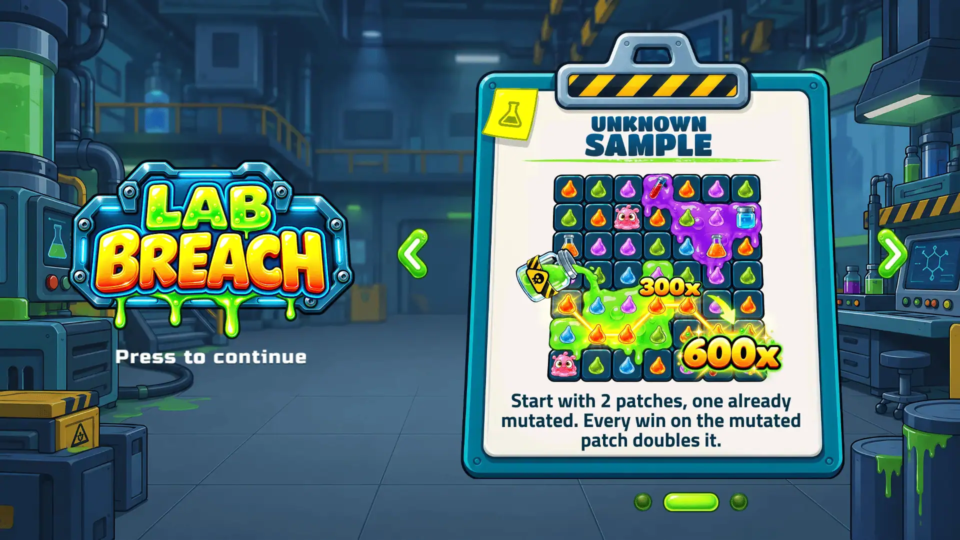 Lab Breach slot intro screen